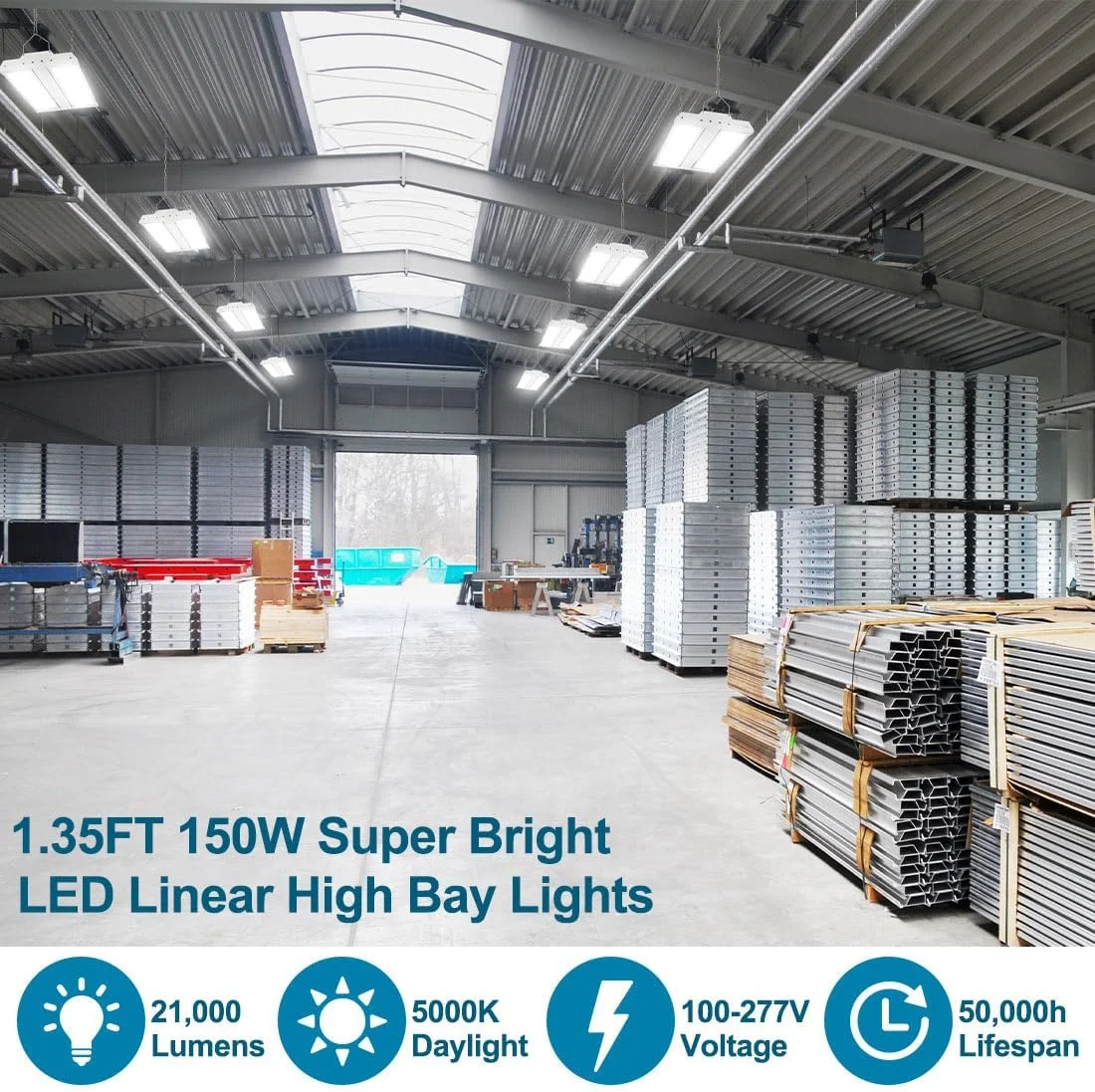 چراغ های LED سوله ای Xbuyee بسته 4 عددی، 1.35 فوت، 150 وات، 21000 لومن، 5000 کلوین نور روز، 100-277 ولت، چراغ های سوله ای خطی کوچک تجاری برای انبار، کارگاه، سوپرمارکت، استادیوم، ETL چراغ های LED سوله ای Xbuyee بسته 4 عددی، 1.35 فوت، 150 وات، 21000 لومن، 5000 کلوین نور روز، 100-277 ولت، چراغ های سوله ای خطی کوچک تجاری برای انبار، کارگاه، سوپرمارکت، استادیوم، ETL