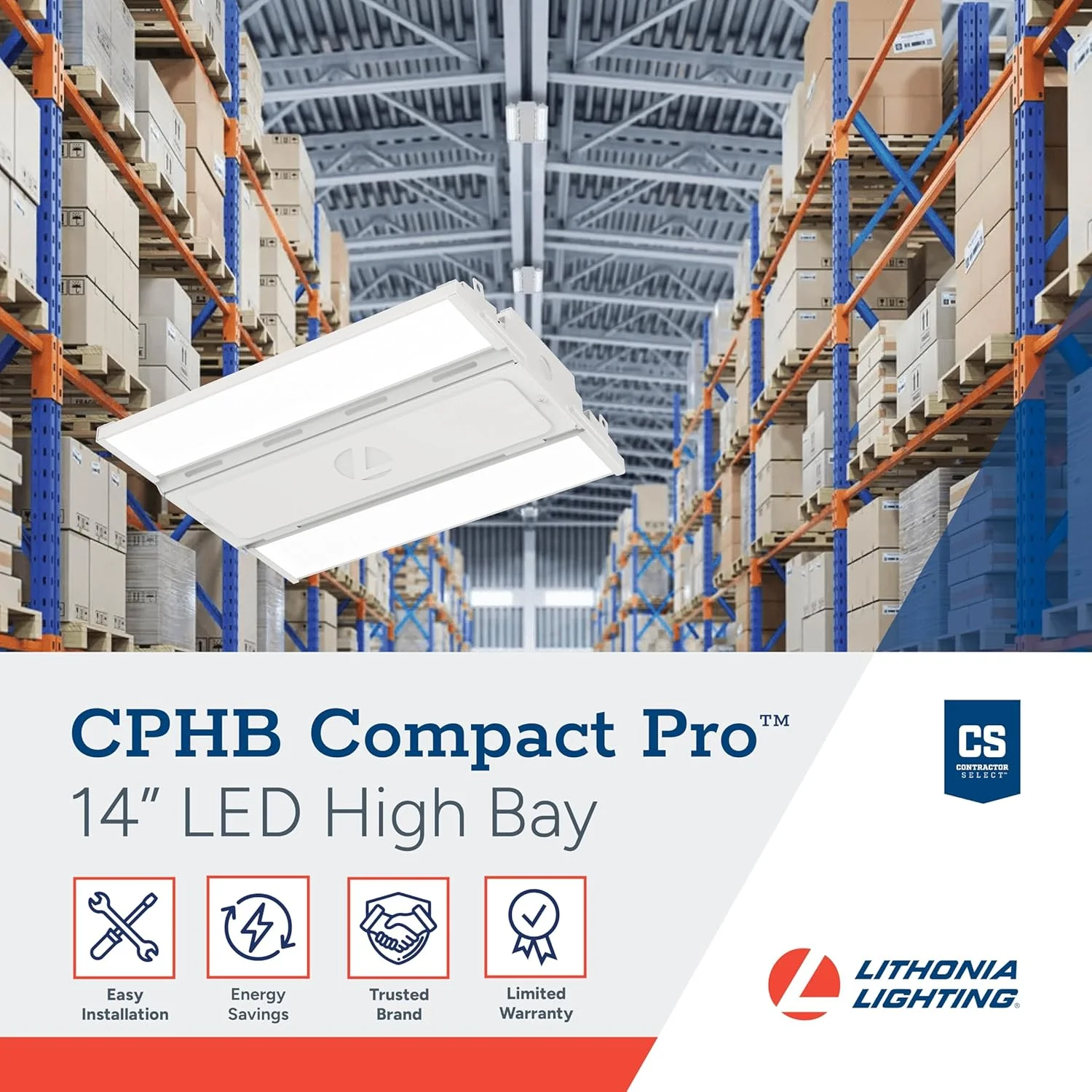 چراغ سوله ای LED لیتونیا لایتینگ مدل CPHB 15LM MVOLT 50K Compact Pro با 15000 لومن و دمای رنگ 5000K، سفید