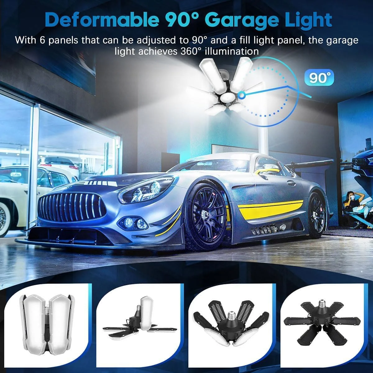 چراغ های گاراژ LED TANBABY بسته 2 عددی، چراغ های سقفی گاراژ تغییر شکل پذیر 150 واتی، چراغ های LED فروشگاهی 15000LM، روشنایی گاراژ LED 6500K با 6+1 پنل قابل تنظیم، لامپ گاراژ برای گاراژ، زیرزمین چراغ های گاراژ LED TANBABY بسته 2 عددی، چراغ های سقفی گاراژ تغییر شکل پذیر 150 واتی، چراغ های LED فروشگاهی 15000LM، روشنایی گاراژ LED 6500K با 6+1 پنل قابل تنظیم، لامپ گاراژ برای گاراژ، زیرزمین