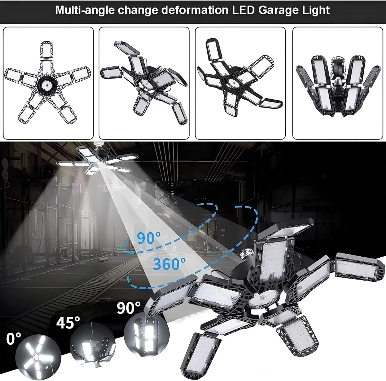 چراغ های گاراژ LED انیپوک - 18000 لومن 6500K نور روز 180 وات، چراغ های سقفی گاراژ LED سه برگ، بسته 2 عددی چراغ های گاراژ LED انیپوک - 18000 لومن 6500K نور روز 180 وات، چراغ های سقفی گاراژ LED سه برگ، بسته 2 عددی