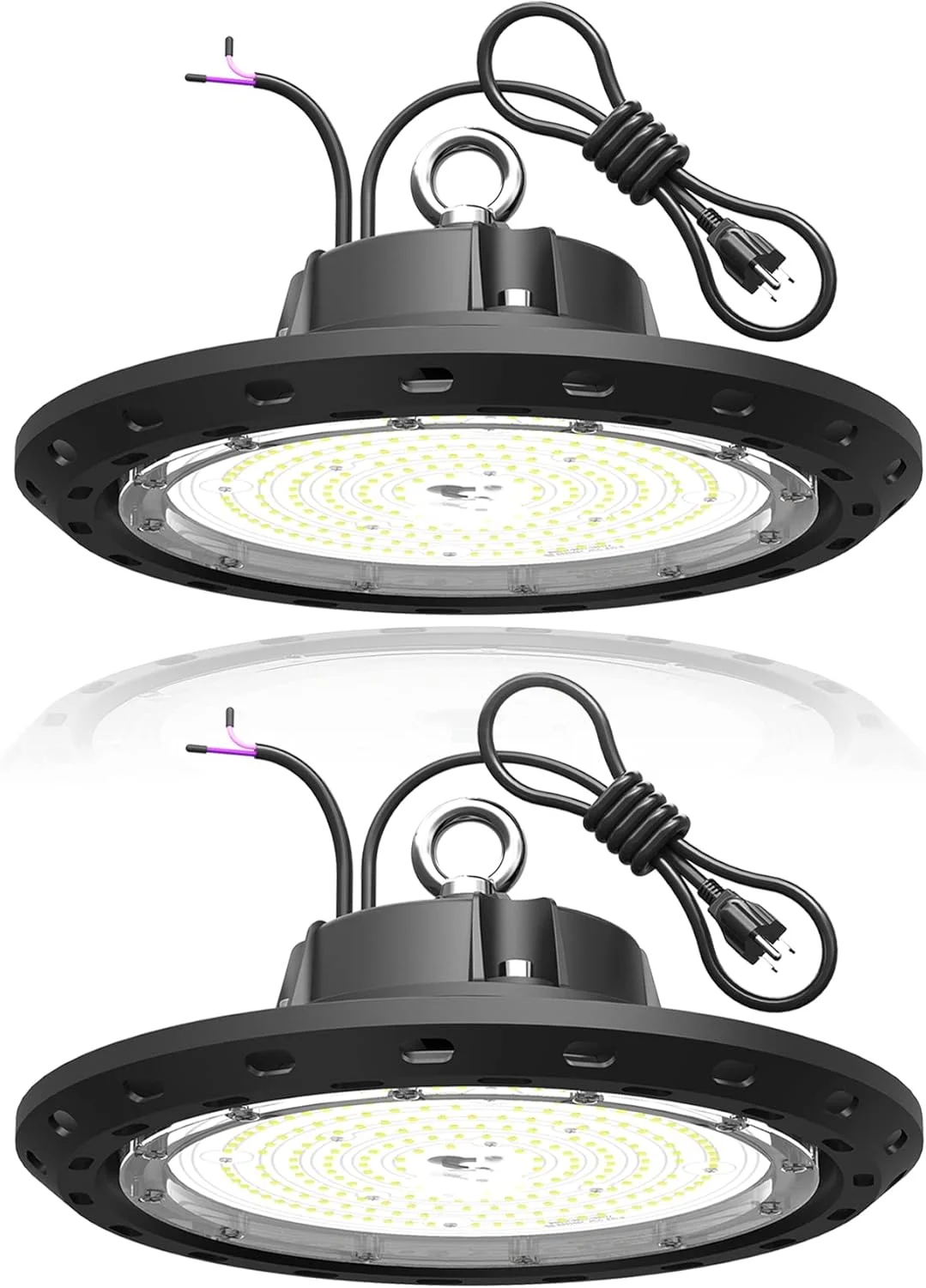 CHMLT - بسته 2 عددی چراغ LED سوله ای UFO با توان 240 وات، 36000 لومن، قابلیت دیم شدن 0-10 ولت، معادل چراغ های سوله ای 1000 وات HPS/MH، 5000 کلوین، مناسب برای کارخانه، انبار و کارگاه