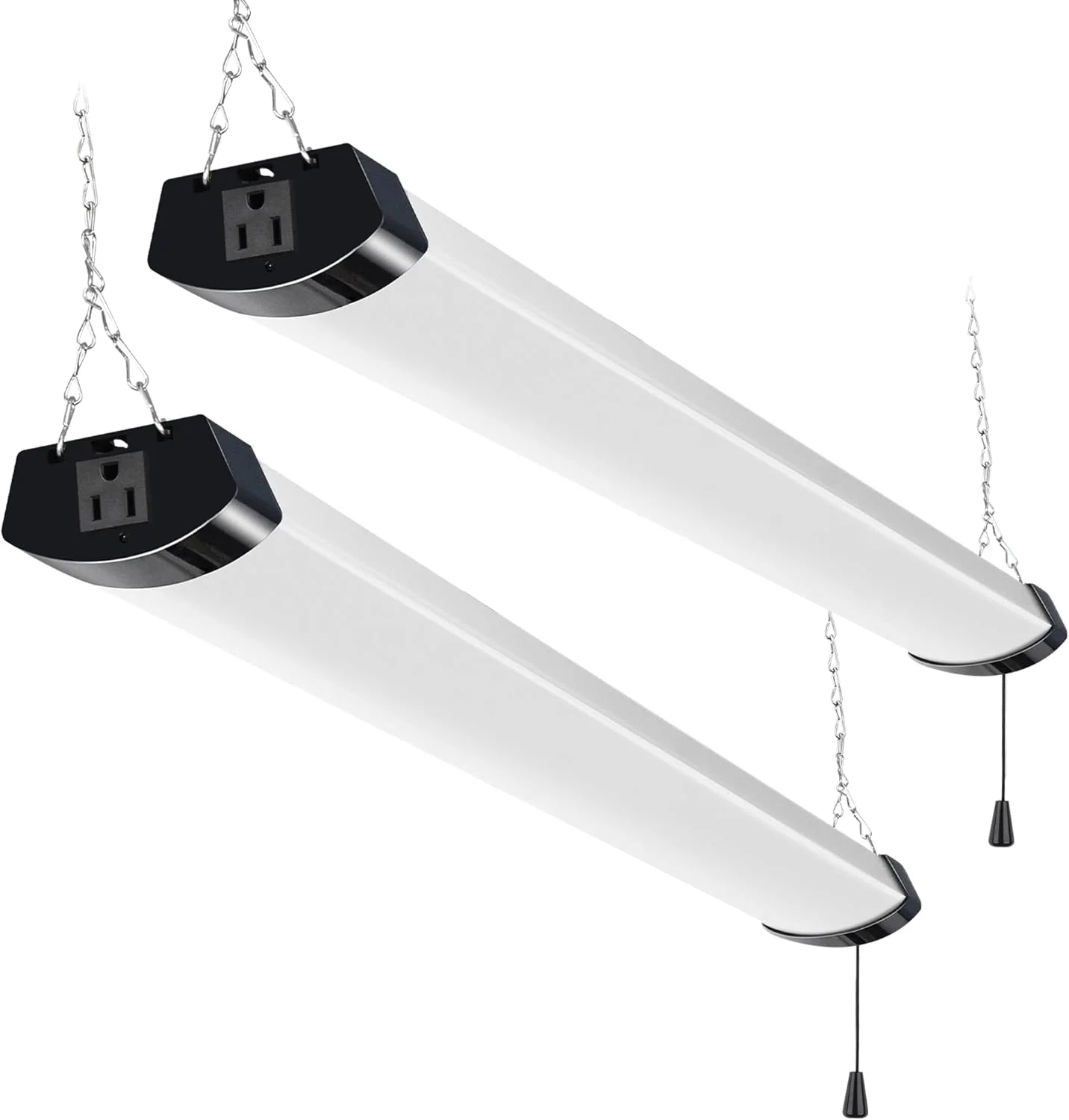 چراغ کارگاهی LED هایکولیتی 4 فوتی 120 وات، قابل اتصال، 13000 لومن (معادل 400 وات)، چراغ های کارگاهی 5000K برای گاراژها، کارگاه ها، زیرزمین ها، آویز یا نصب سطحی، دارای سیم برق و زنجیر کششی، ETL، مشکی، 2 عدد