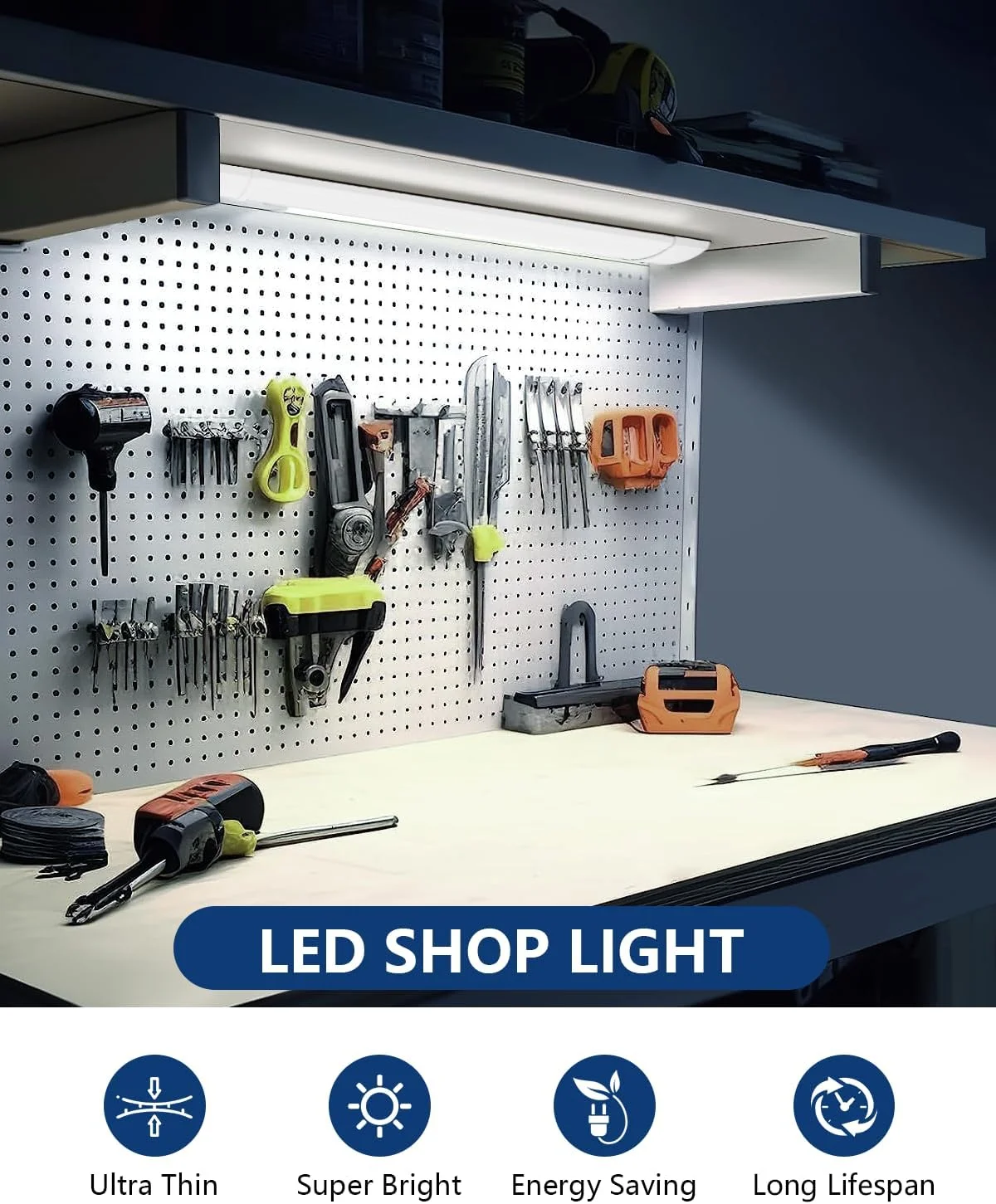 چراغ LED فروشگاهی ساراروم 30 سانتی متری، 10 وات، 1200 لومن، 6500 کلوین سفید سرد، چراغ سقفی LED برای گاراژ، کمد، دفتر کار، خانه، زیرزمین، بدون دوشاخه، بدون سیم ارت