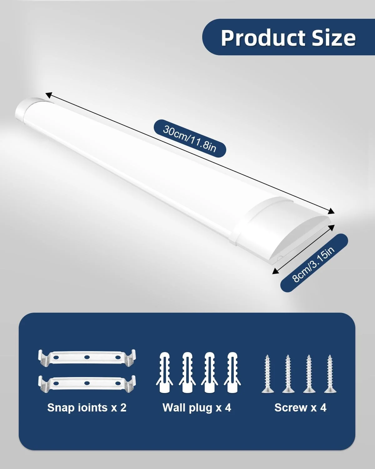 چراغ LED فروشگاهی ساراروم 30 سانتی متری، 10 وات، 1200 لومن، 6500 کلوین سفید سرد، چراغ سقفی LED برای گاراژ، کمد، دفتر کار، خانه، زیرزمین، بدون دوشاخه، بدون سیم ارت