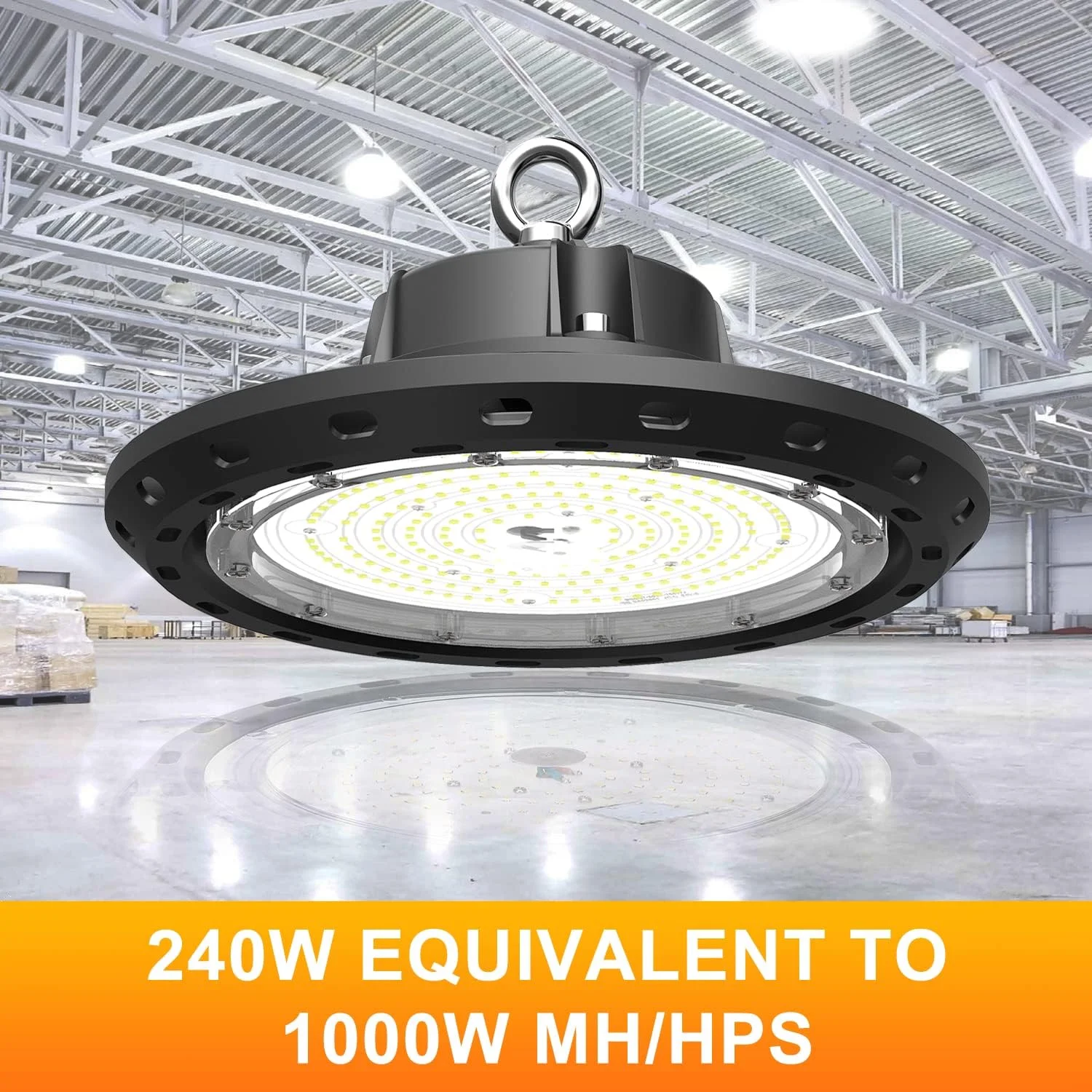 CHMLT - بسته 2 عددی چراغ LED سوله ای UFO با توان 240 وات، 36000 لومن، قابلیت دیم شدن 0-10 ولت، معادل چراغ های سوله ای 1000 وات HPS/MH، 5000 کلوین، مناسب برای کارخانه، انبار و کارگاه CHMLT - بسته 2 عددی چراغ LED سوله ای UFO با توان 240 وات، 36000 لومن، قابلیت دیم شدن 0-10 ولت، معادل چراغ های سوله ای 1000 وات HPS/MH، 5000 کلوین، مناسب برای کارخانه، انبار و کارگاه