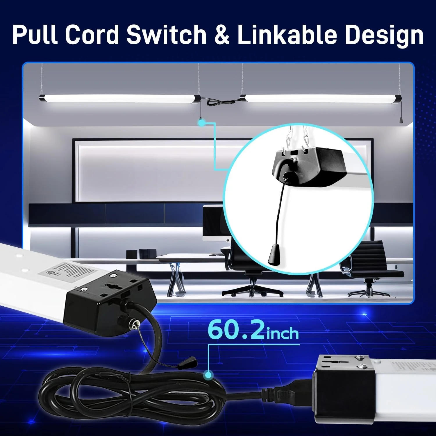 چراغ کارگاهی LED هایکولیتی 4 فوتی 120 وات، قابل اتصال، 13000 لومن (معادل 400 وات)، چراغ های کارگاهی 5000K برای گاراژها، کارگاه ها، زیرزمین ها، آویز یا نصب سطحی، دارای سیم برق و زنجیر کششی، ETL، مشکی، 2 عدد