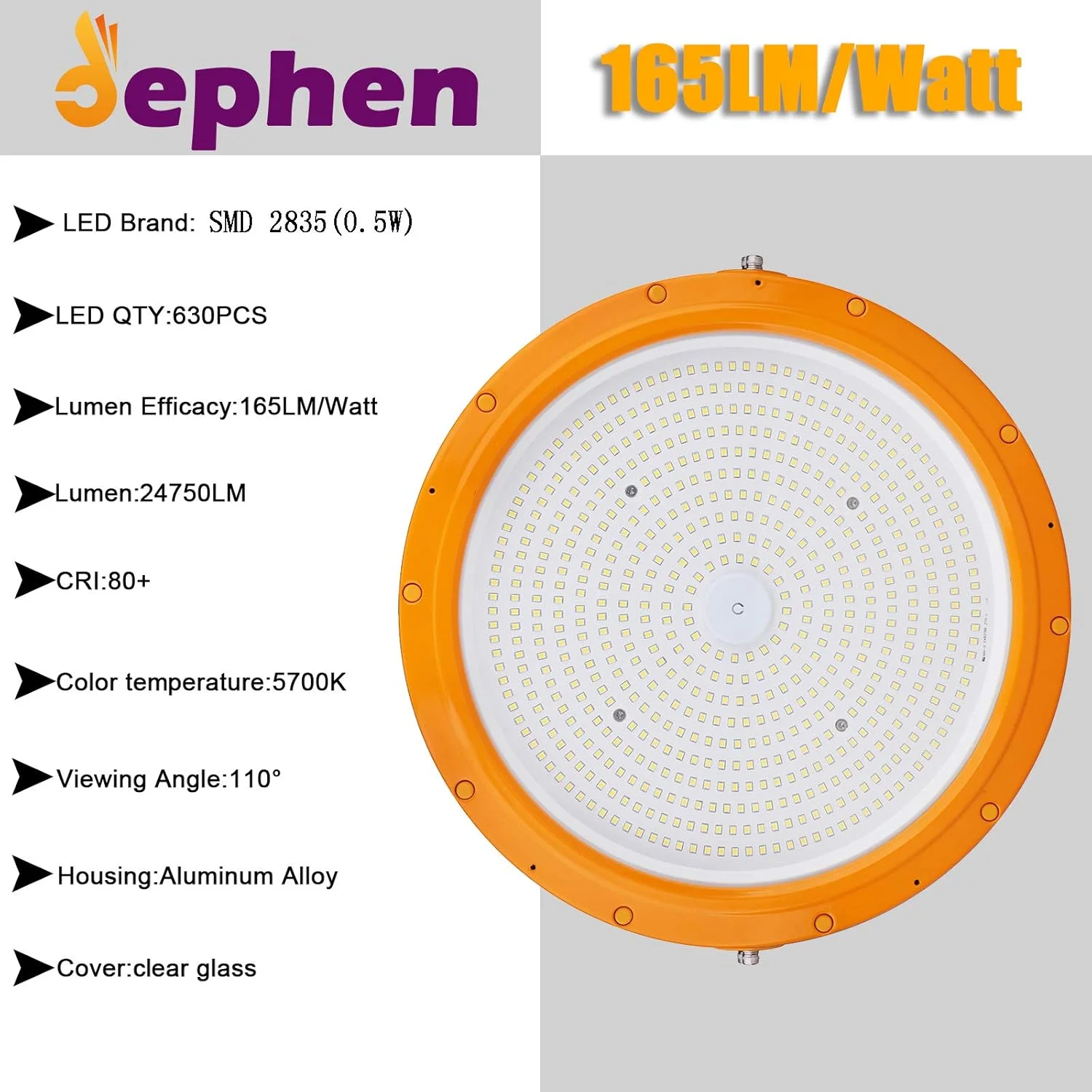 چراغ ضد انفجار LED دیفن 150 وات، دارای گواهینامه UL 844 کلاس I بخش II، روشنایی صنعتی High Bay، 24750 لومن 5700K نور روز، ضد آب IP66، 3/4 اینچ NPT/براکت برای پمپ بنزین میدان نفتی