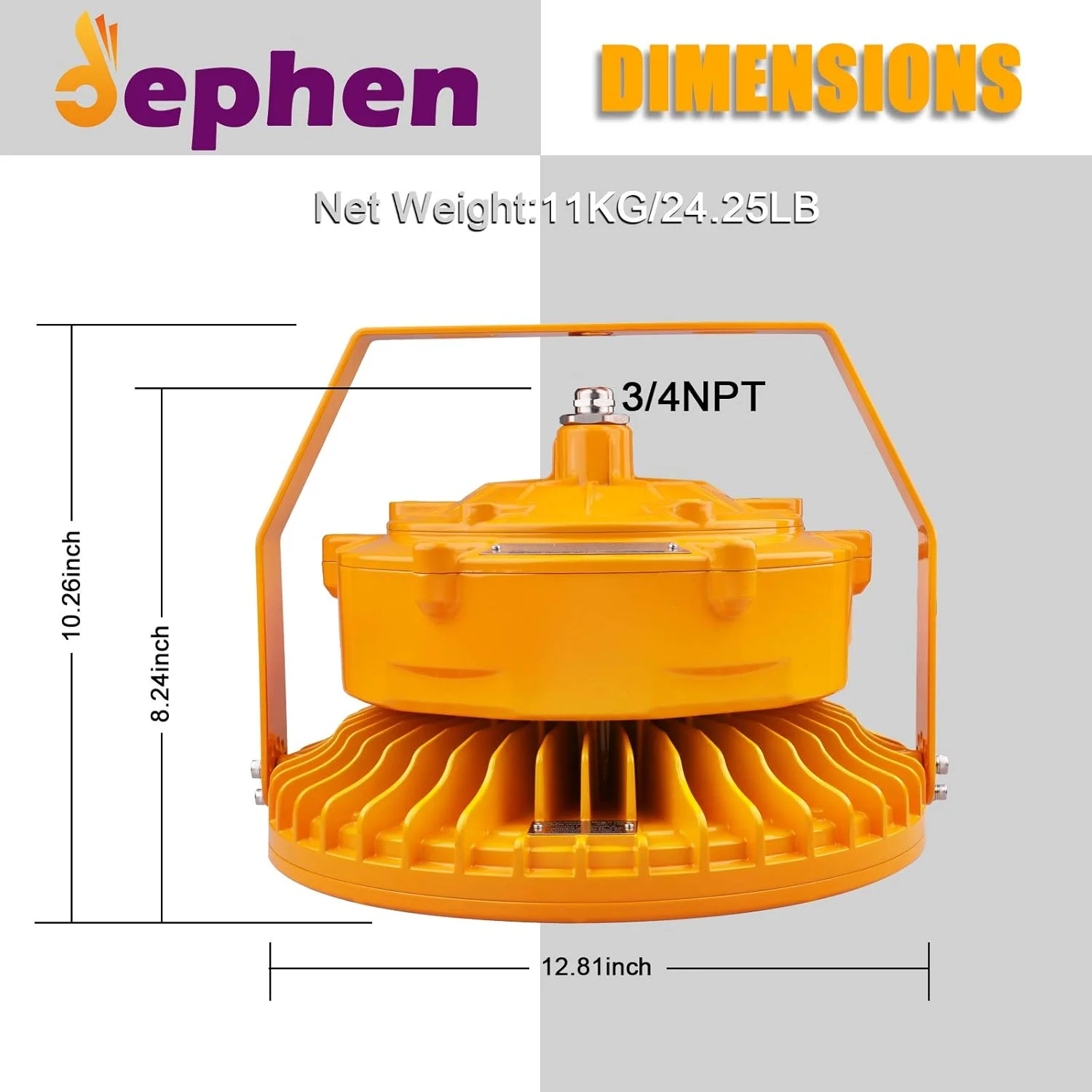 چراغ ضد انفجار LED دیفن 150 وات، دارای گواهینامه UL 844 کلاس I بخش II، روشنایی صنعتی High Bay، 24750 لومن 5700K نور روز، ضد آب IP66، 3/4 اینچ NPT/براکت برای پمپ بنزین میدان نفتی