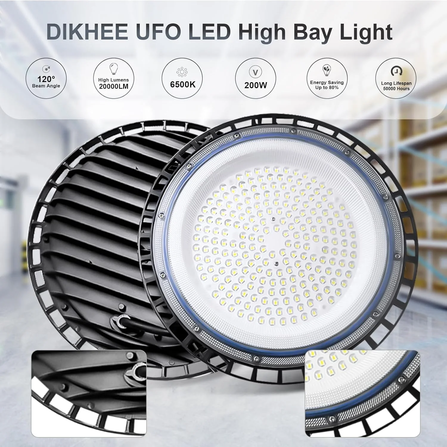چراغ سوله ای ال ای دی 200 وات UFO DIKHEE، چراغ فروشگاهی ال ای دی با زنجیر 1 متری، 20000 لومن 6500K، نورافکن ال ای دی داخلی، نورپردازی تجاری ضد آب IP65 برای انبار، گاراژ (بسته 4 عددی) چراغ سوله ای ال ای دی 200 وات UFO DIKHEE، چراغ فروشگاهی ال ای دی با زنجیر 1 متری، 20000 لومن 6500K، نورافکن ال ای دی داخلی، نورپردازی تجاری ضد آب IP65 برای انبار، گاراژ (بسته 4 عددی)