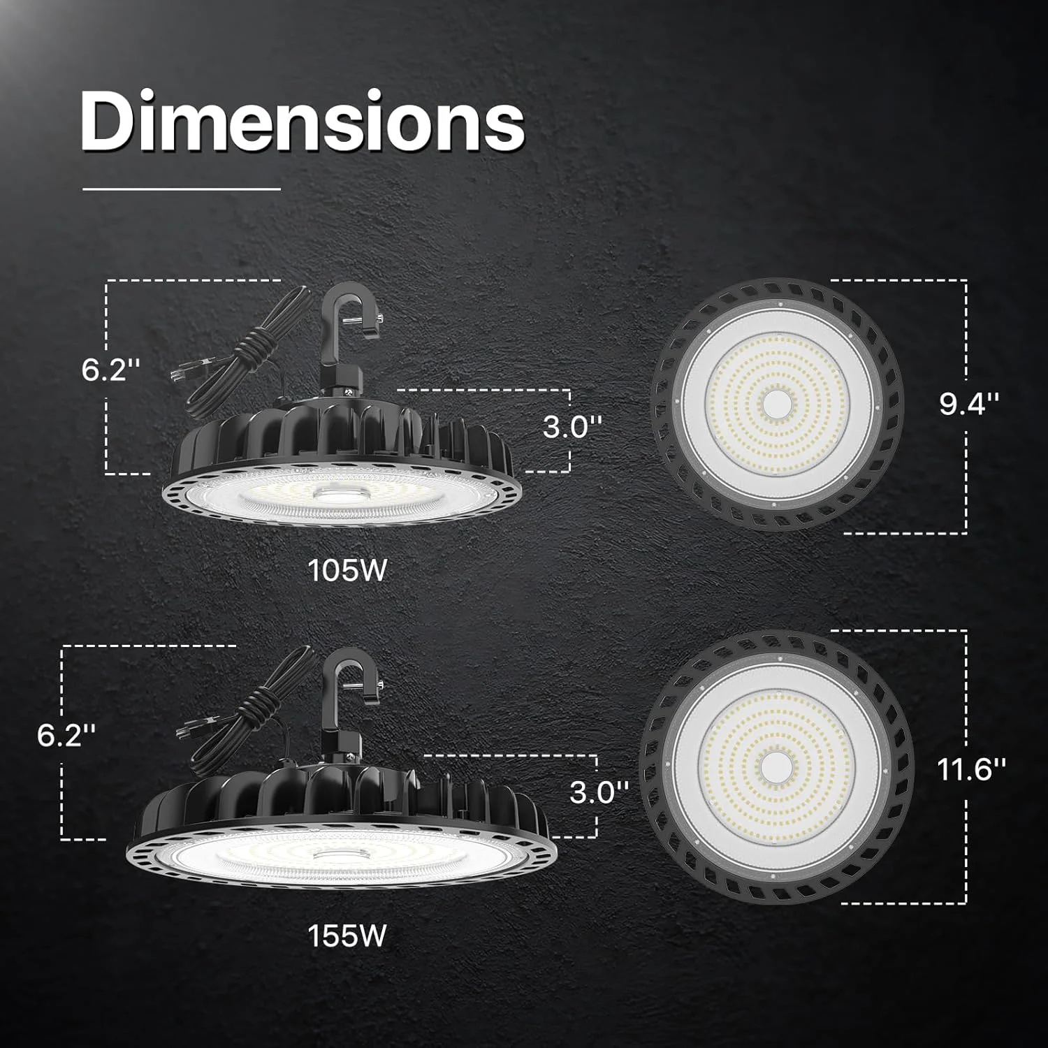 چراغ های LED سوله ای هایپرلایت 155 وات 140 لومن/وات، چراغ سوله ای LED UFO با دوشاخه آمریکایی، غیر دیمر، نور روز 5000K دارای لیست ETL، چراغ های کارگاهی LED سوله ای برای کارگاه گاراژ انبار 2 عددی چراغ های LED سوله ای هایپرلایت 155 وات 140 لومن/وات، چراغ سوله ای LED UFO با دوشاخه آمریکایی، غیر دیمر، نور روز 5000K دارای لیست ETL، چراغ های کارگاهی LED سوله ای برای کارگاه گاراژ انبار 2 عددی
