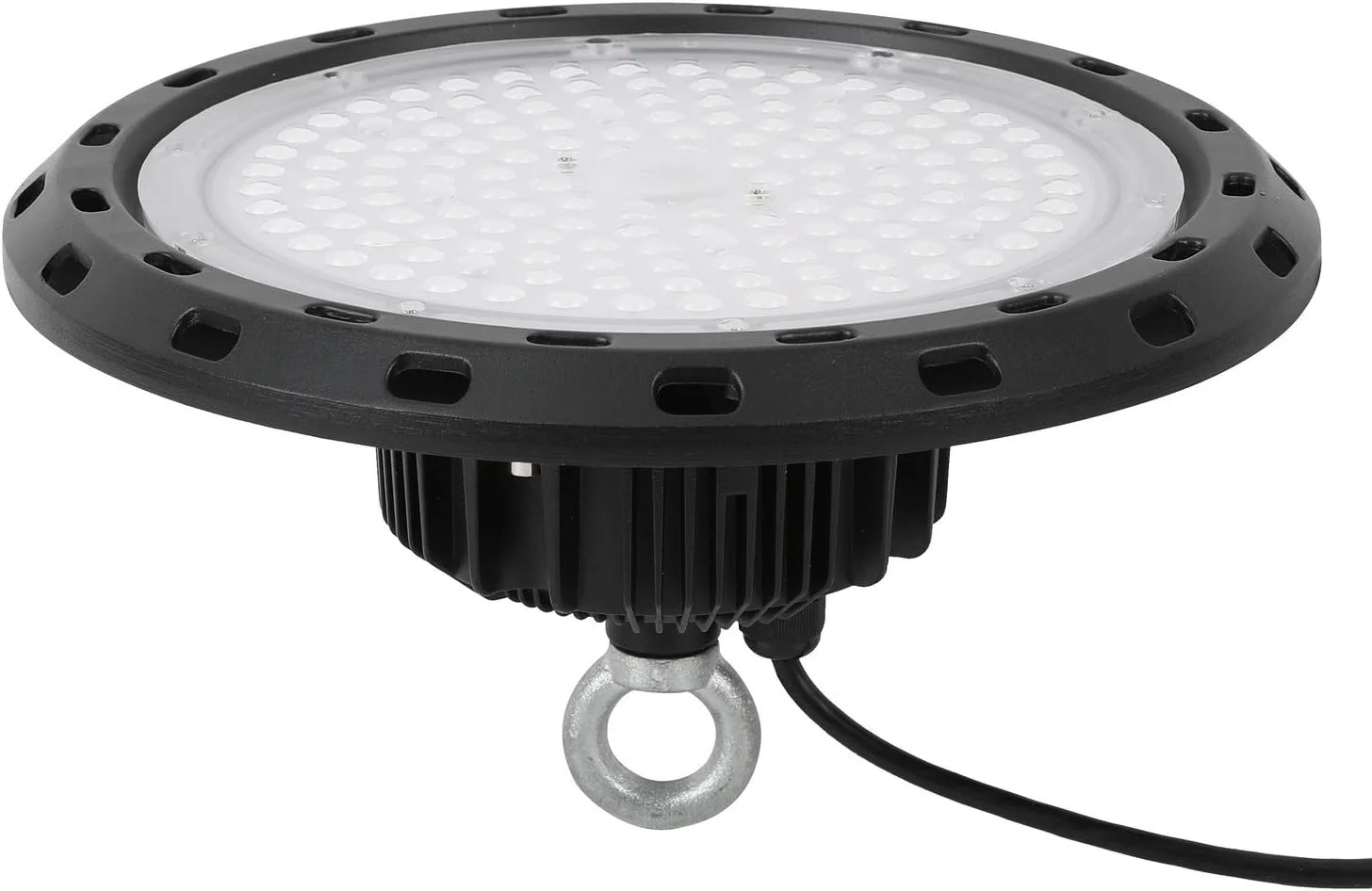 چراغ LED سوله ای UFO کیو چینگچن، 5000K سفید با دوشاخه آمریکایی و کابل 5 فوتی، فوق العاده روشن، ضد آب IP65، مناسب کارخانه، گاراژ، باشگاه، مشکی