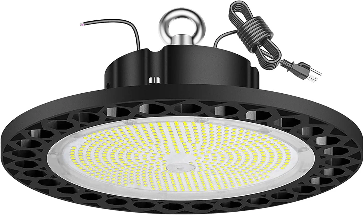 چراغ سوله ای ال ای دی 100W/150W/200W/240W ANLONGLI، چراغ سقفی صنعتی دیمر پذیر 1-10 ولت، نور روز 5000K، لامپ فوق العاده روشن و صرفه جویی در انرژی 100-270 ولت برای روشنایی انبارها، کارخانه ها، حیاط، 100 وات