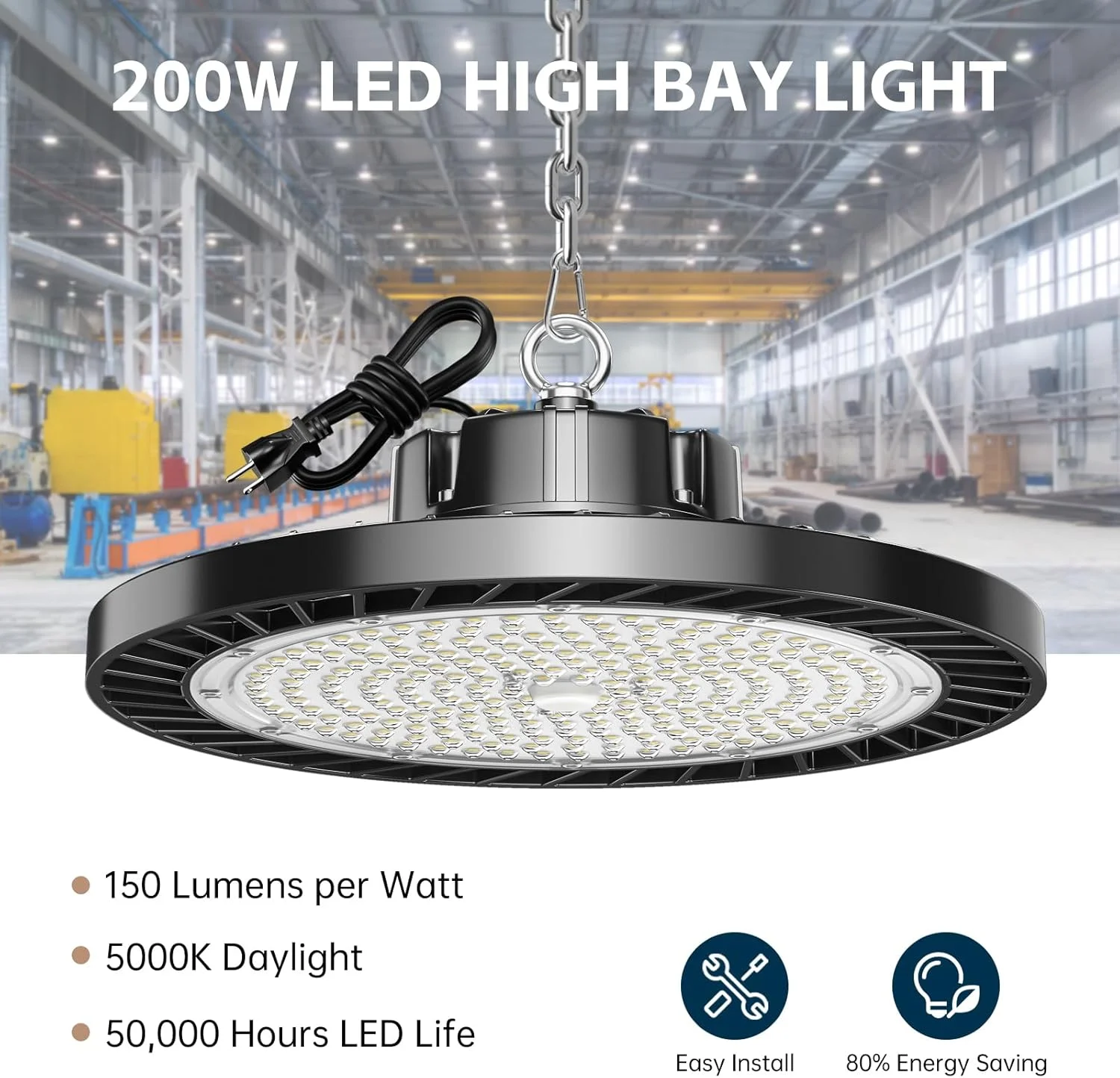 چراغ های سوله ای ال ای دی UFO مدل lvsdak، 5000K، 200 وات، 30000 لومن، AC100-277V همراه با دوشاخه، مناسب برای انبار، کارگاه، کارخانه، باشگاه ورزشی، گاراژ، انبار غله، بسته 6 عددی چراغ های سوله ای ال ای دی UFO مدل lvsdak، 5000K، 200 وات، 30000 لومن، AC100-277V همراه با دوشاخه، مناسب برای انبار، کارگاه، کارخانه، باشگاه ورزشی، گاراژ، انبار غله، بسته 6 عددی