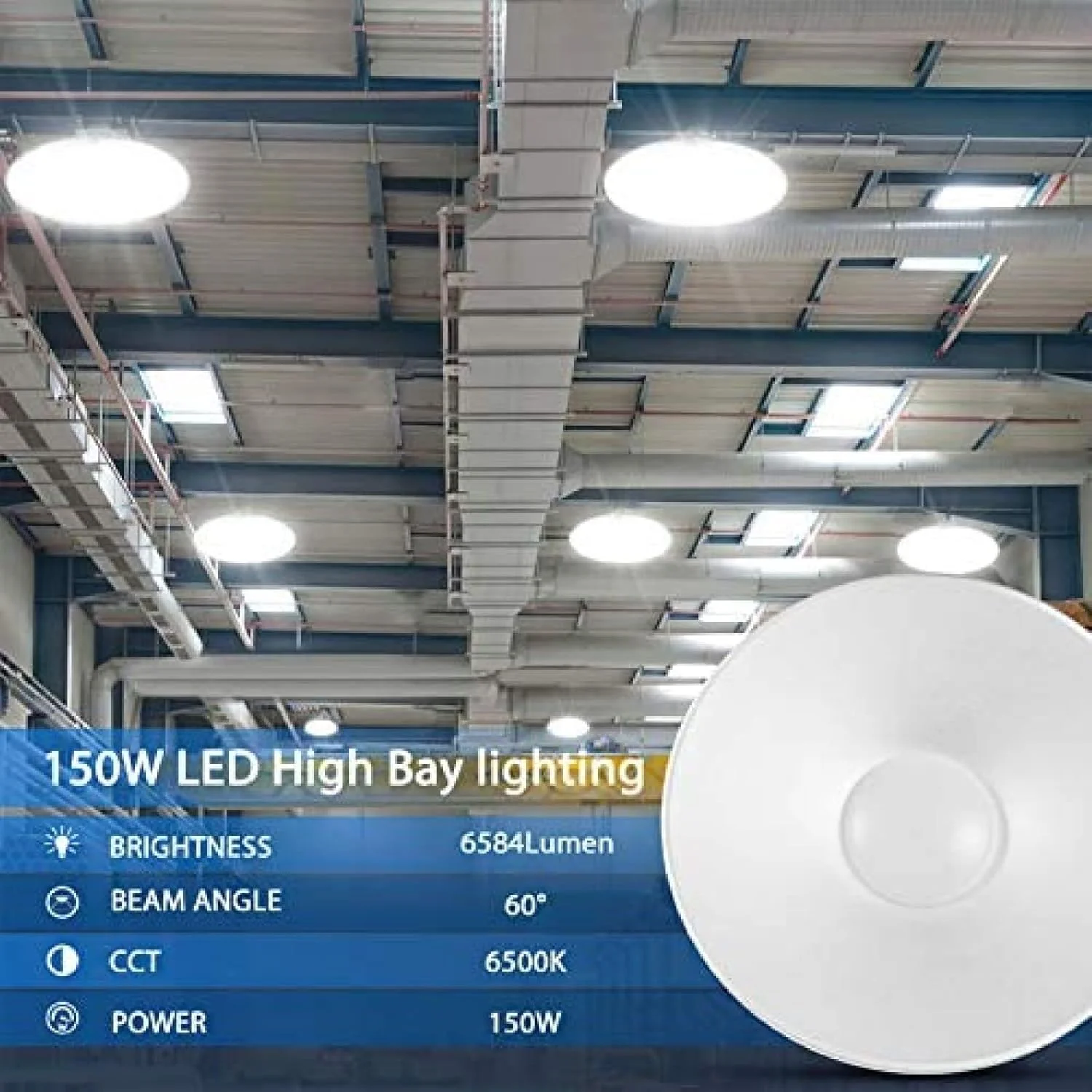 لامپ صنعتی 50W/70W/100W/150W، چراغ LED سوله ای، نور سفید سرد، لوستر صنعتی تجاری، روشنایی کارگاهی برای انبار، گاراژ، کارخانه، کارگاه، سالن ورزشی، زیرزمین، 150W، Uptodate43 لامپ صنعتی 50W/70W/100W/150W، چراغ LED سوله ای، نور سفید سرد، لوستر صنعتی تجاری، روشنایی کارگاهی برای انبار، گاراژ، کارخانه، کارگاه، سالن ورزشی، زیرزمین، 150W، Uptodate43