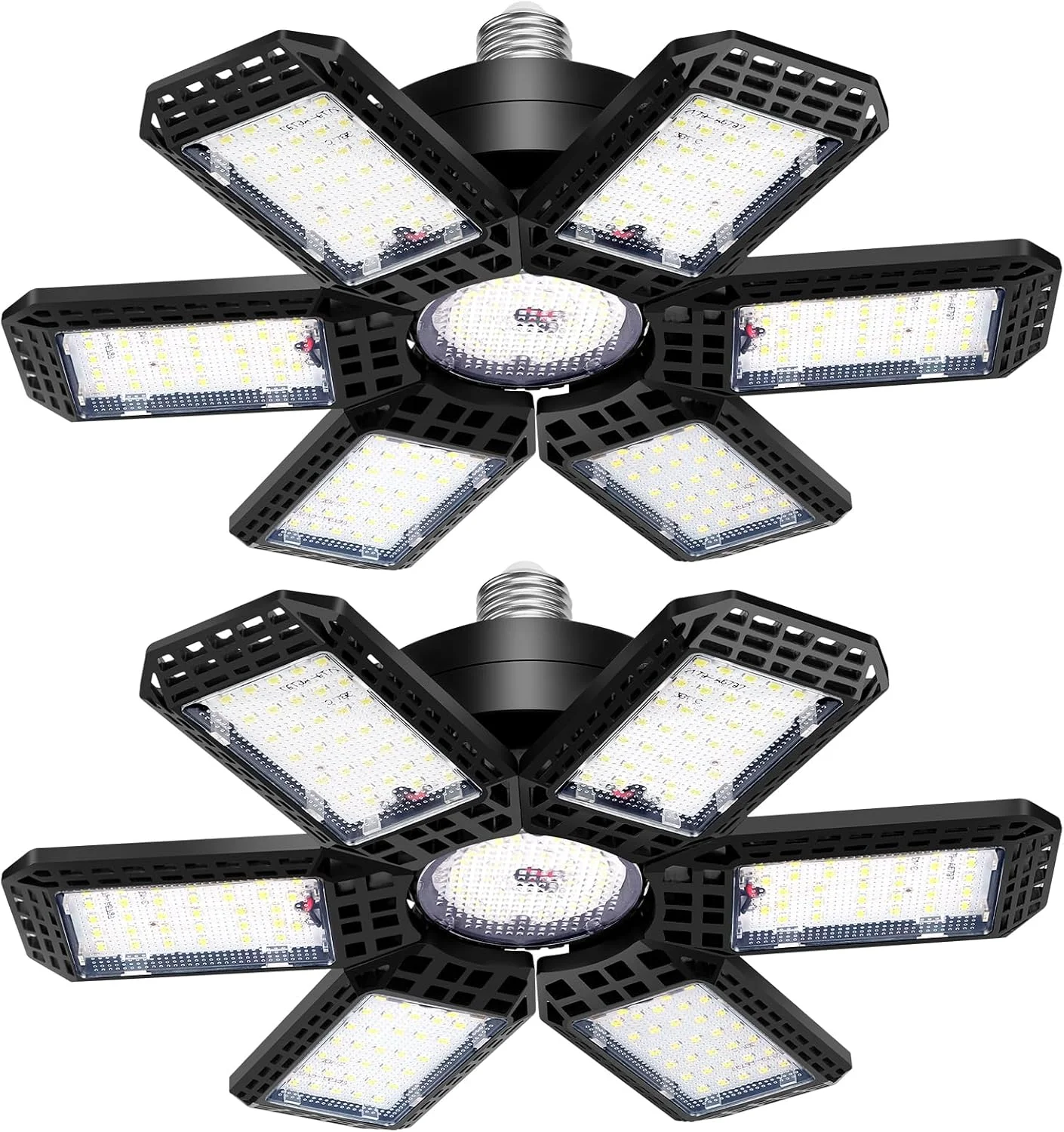 چراغ گاراژ LED دو عددی، چراغ کارگاهی LED 200 واتی، چراغ های گاراژ E26/E27 چراغ سقفی LED گاراژی فوق العاده روشن و تغییر شکل پذیر با 6+1 پنل قابل تنظیم، روشنایی گاراژ، چراغ سوله، چراغ زیر شیروانی، چراغ زیرزمین