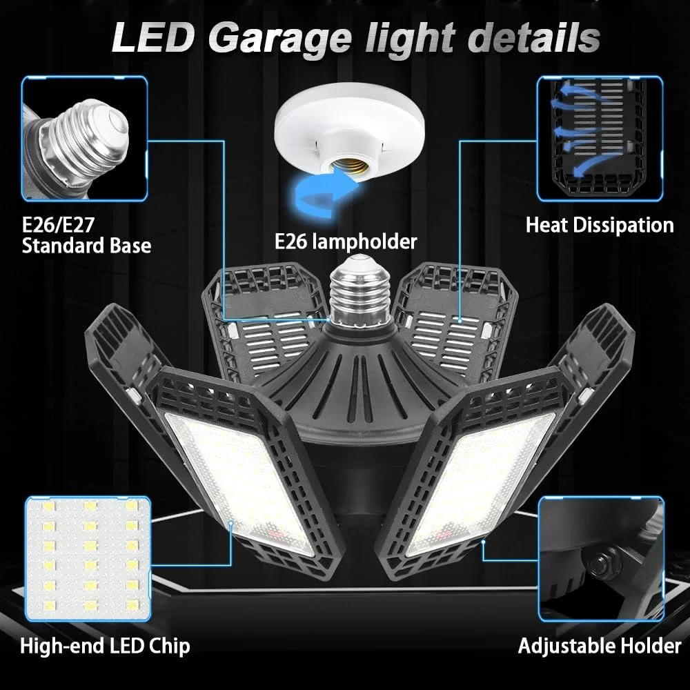 چراغ گاراژ LED دو عددی، چراغ کارگاهی LED 200 واتی، چراغ های گاراژ E26/E27 چراغ سقفی LED گاراژی فوق العاده روشن و تغییر شکل پذیر با 6+1 پنل قابل تنظیم، روشنایی گاراژ، چراغ سوله، چراغ زیر شیروانی، چراغ زیرزمین چراغ گاراژ LED دو عددی، چراغ کارگاهی LED 200 واتی، چراغ های گاراژ E26/E27 چراغ سقفی LED گاراژی فوق العاده روشن و تغییر شکل پذیر با 6+1 پنل قابل تنظیم، روشنایی گاراژ، چراغ سوله، چراغ زیر شیروانی، چراغ زیرزمین
