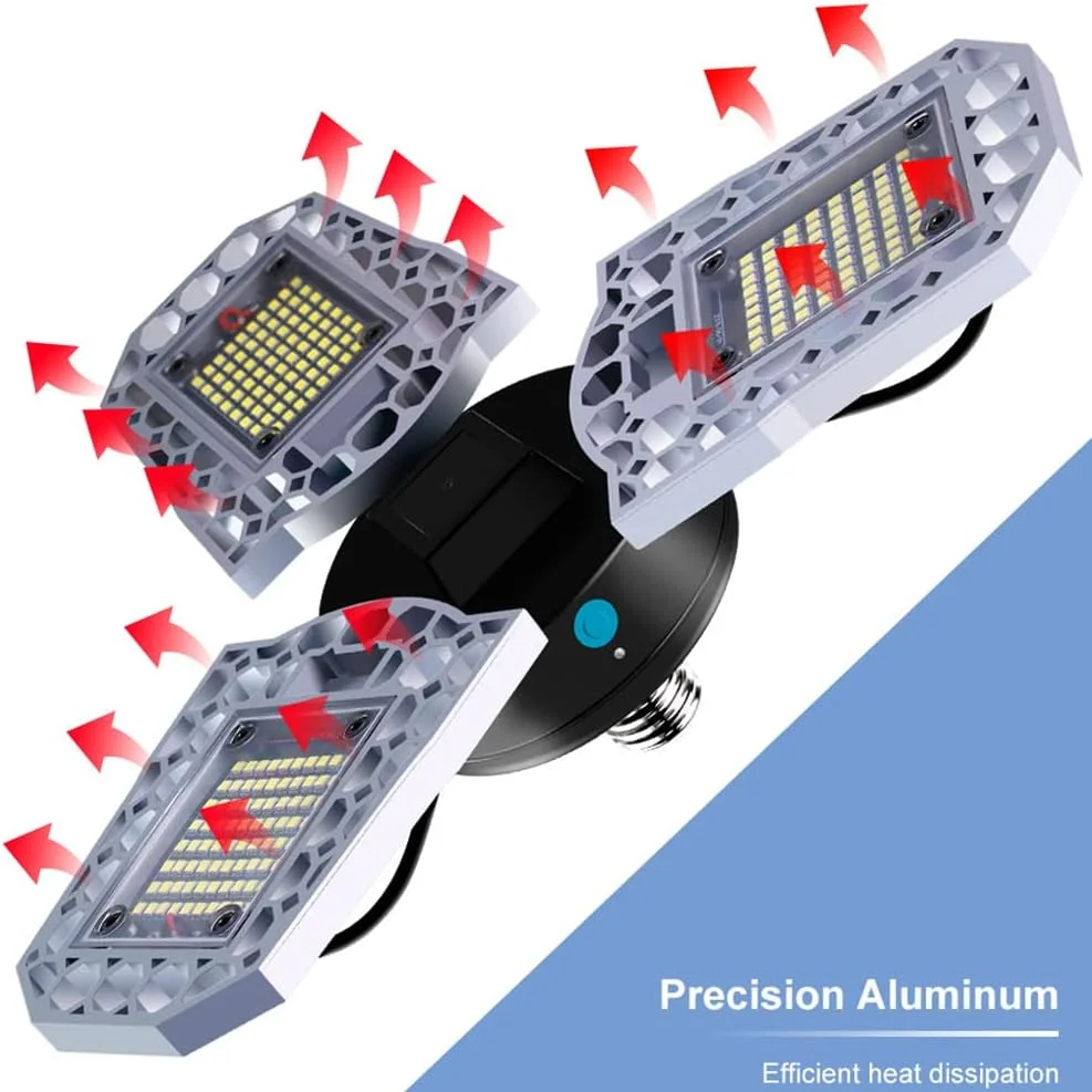 لامپ LED تغییر شکل پذیر 100 وات ANLONGLI مدل E27 با نور 12000LM، ضد آب با حسگر نور، نور صنعتی 100-265 ولت، دارای سر لامپ قابل تنظیم، تاشو، مناسب کارخانه، کارگاه، فضای باز، نور سقفی تجاری، نورافکن صنعتی لامپ LED تغییر شکل پذیر 100 وات ANLONGLI مدل E27 با نور 12000LM، ضد آب با حسگر نور، نور صنعتی 100-265 ولت، دارای سر لامپ قابل تنظیم، تاشو، مناسب کارخانه، کارگاه، فضای باز، نور سقفی تجاری، نورافکن صنعتی