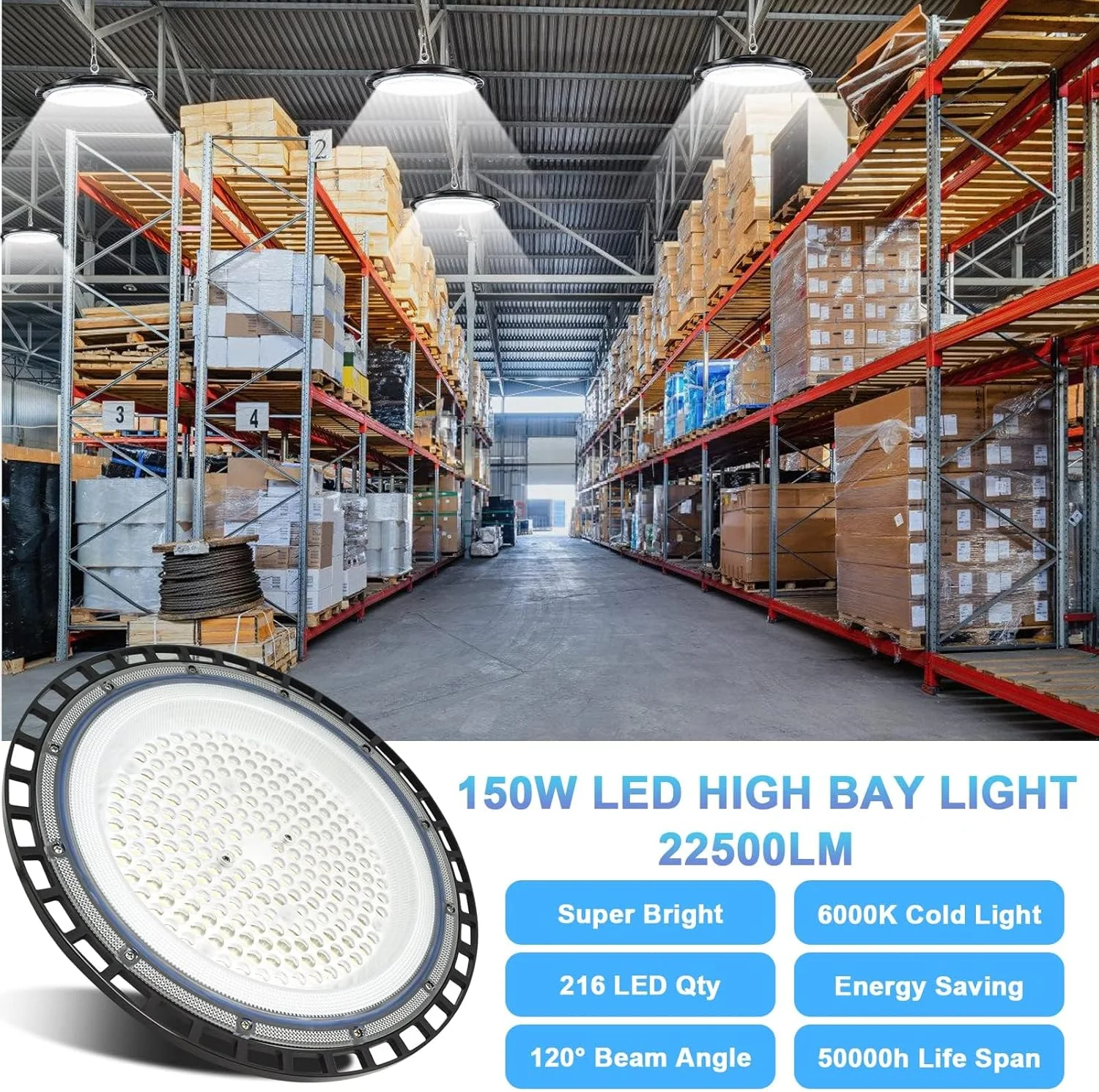 چراغ سوله ای ال ای دی UFO مدل ZXICH با توان 150 وات، 22500 لومن، نورافکن LED داخلی، سفید سرد 6000K-6500K، روشنایی کارگاهی ضد آب IP65، چراغ صنعتی LED برای گاراژ/کارخانه/کارگاه/پارکینگ/باشگاه ورزشی (150 وات، بسته 10 عددی) چراغ سوله ای ال ای دی UFO مدل ZXICH با توان 150 وات، 22500 لومن، نورافکن LED داخلی، سفید سرد 6000K-6500K، روشنایی کارگاهی ضد آب IP65، چراغ صنعتی LED برای گاراژ/کارخانه/کارگاه/پارکینگ/باشگاه ورزشی (150 وات، بسته 10 عددی)