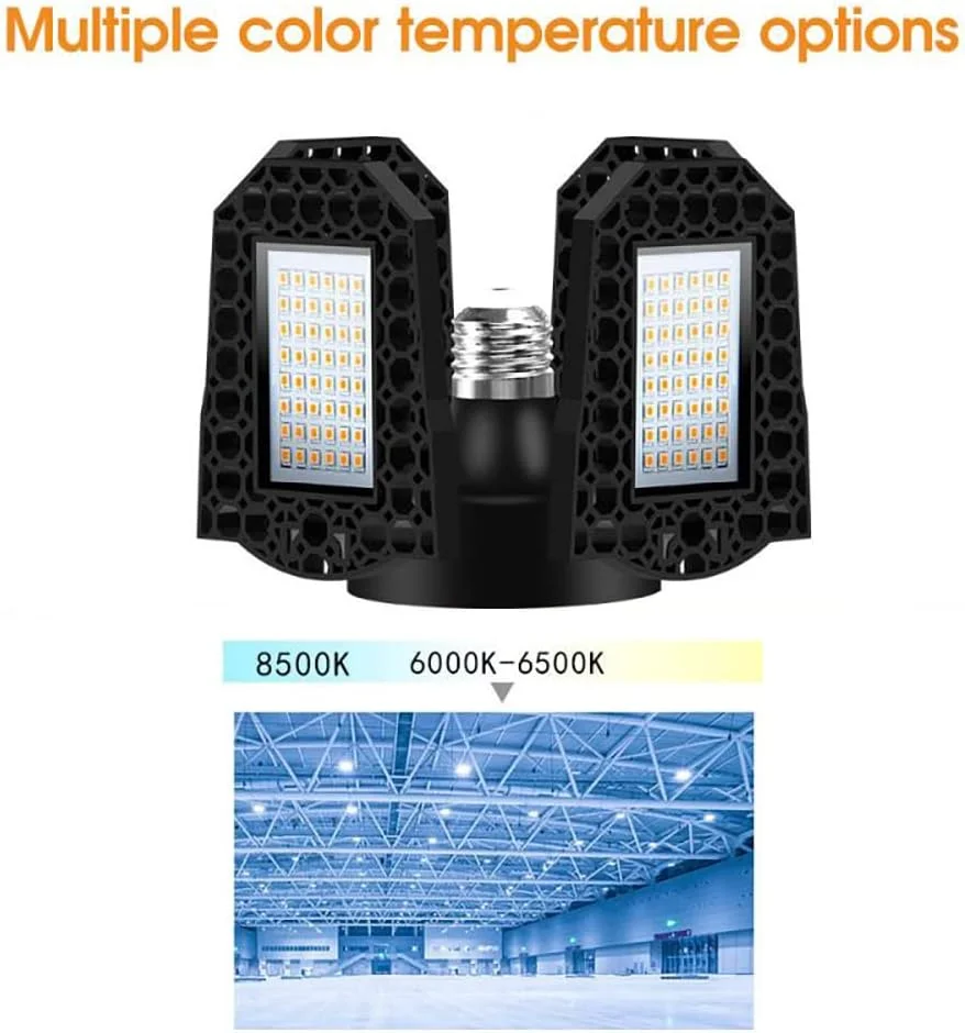 چراغ گاراژی LED تغییر شکل پذیر ANLONGLI E27 150W تاشو نور بالا 85-265V فوق العاده روشن 6000K نور روز کارگاه صنعتی انبار روشنایی تجاری لامپ سقفی