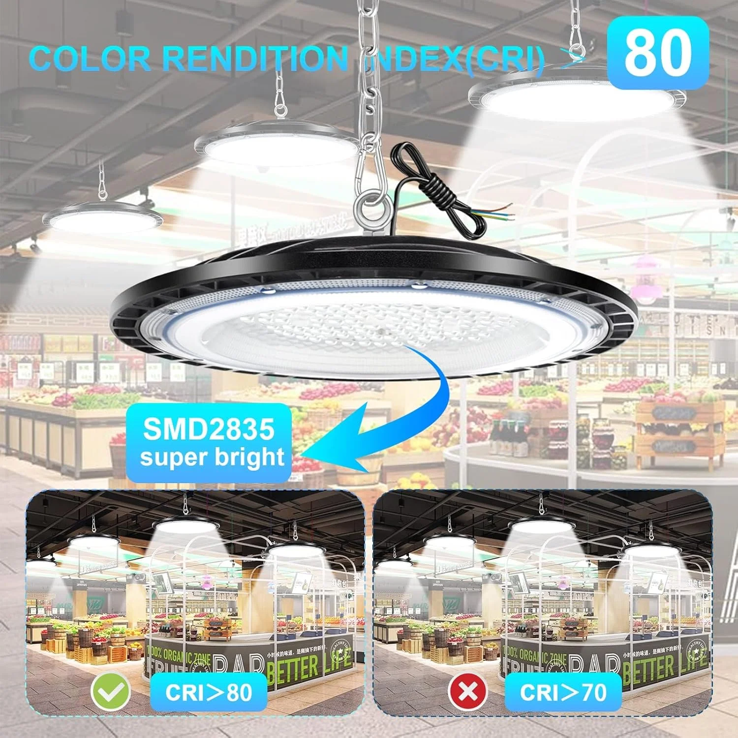 چراغ سوله ای ال ای دی UFO مدل ZXICH با توان 150 وات، 22500 لومن، نورافکن LED داخلی، سفید سرد 6000K-6500K، روشنایی کارگاهی ضد آب IP65، چراغ صنعتی LED برای گاراژ/کارخانه/کارگاه/پارکینگ/باشگاه ورزشی (150 وات، بسته 10 عددی) چراغ سوله ای ال ای دی UFO مدل ZXICH با توان 150 وات، 22500 لومن، نورافکن LED داخلی، سفید سرد 6000K-6500K، روشنایی کارگاهی ضد آب IP65، چراغ صنعتی LED برای گاراژ/کارخانه/کارگاه/پارکینگ/باشگاه ورزشی (150 وات، بسته 10 عددی)