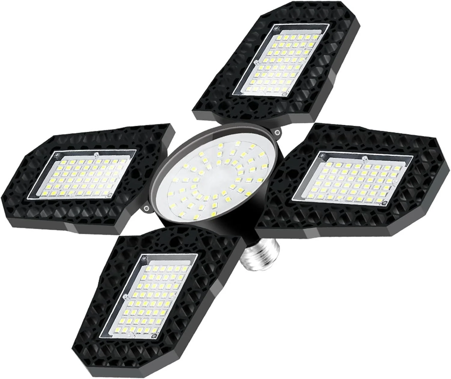 چراغ گاراژ LED Labymos E27 تاشو، چراغ گاراژ ترانسفورماتور، نور صنعتی ضد آب با قدرت بالا، چراغ سایبان، چهار برگ