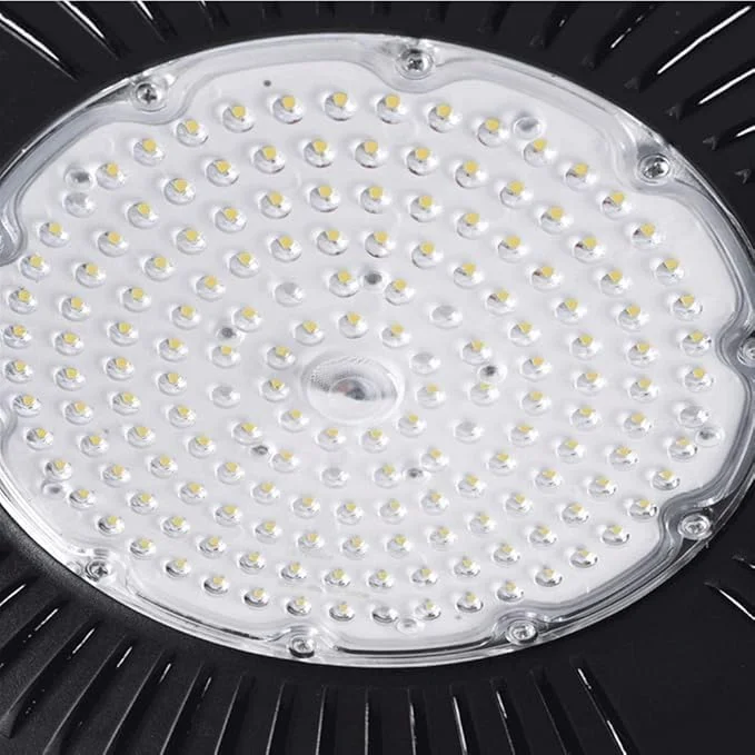 چراغ LED UFO High Bay، چراغ صنعتی دیمرپذیر، طراحی فوق العاده باریک، روشنایی تجاری برای کارگاه، انبار چراغ LED UFO High Bay، چراغ صنعتی دیمرپذیر، طراحی فوق العاده باریک، روشنایی تجاری برای کارگاه، انبار