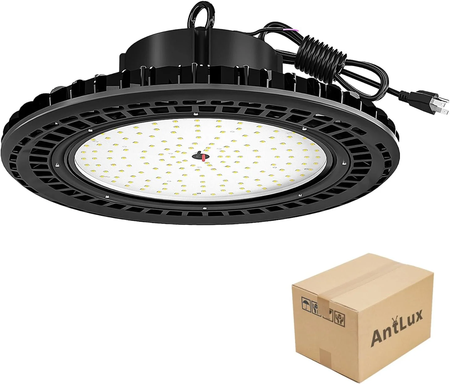 چراغ سوله ای LED یو اف او AntLux، 200 وات (جایگزین HID/HPS 800 وات)، 24000 لومن، 5000 کلوین، ضد آب IP65، دوشاخه آمریکایی، چراغ های LED انبار، چراغ های LED صنعتی کارگاهی