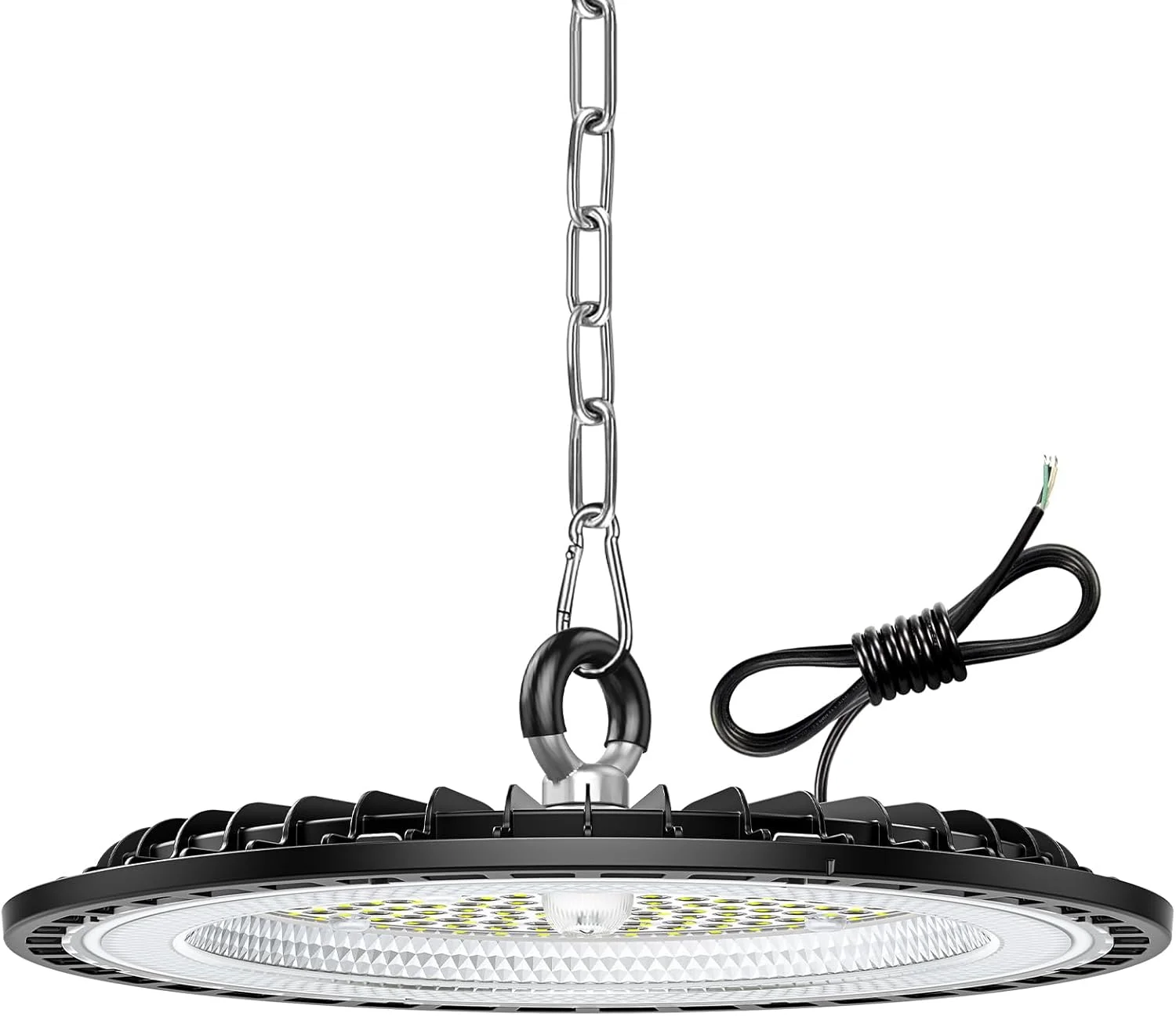 چراغ سوله ای ال ای دی 150 وات UFO، بسته 1 عددی، 22500 لومن، نور سقفی داخلی، نور سفید سرد 6000K، چراغ صنعتی ضد آب IP65 برای پاسیو، گاراژ، کارخانه، کارگاه