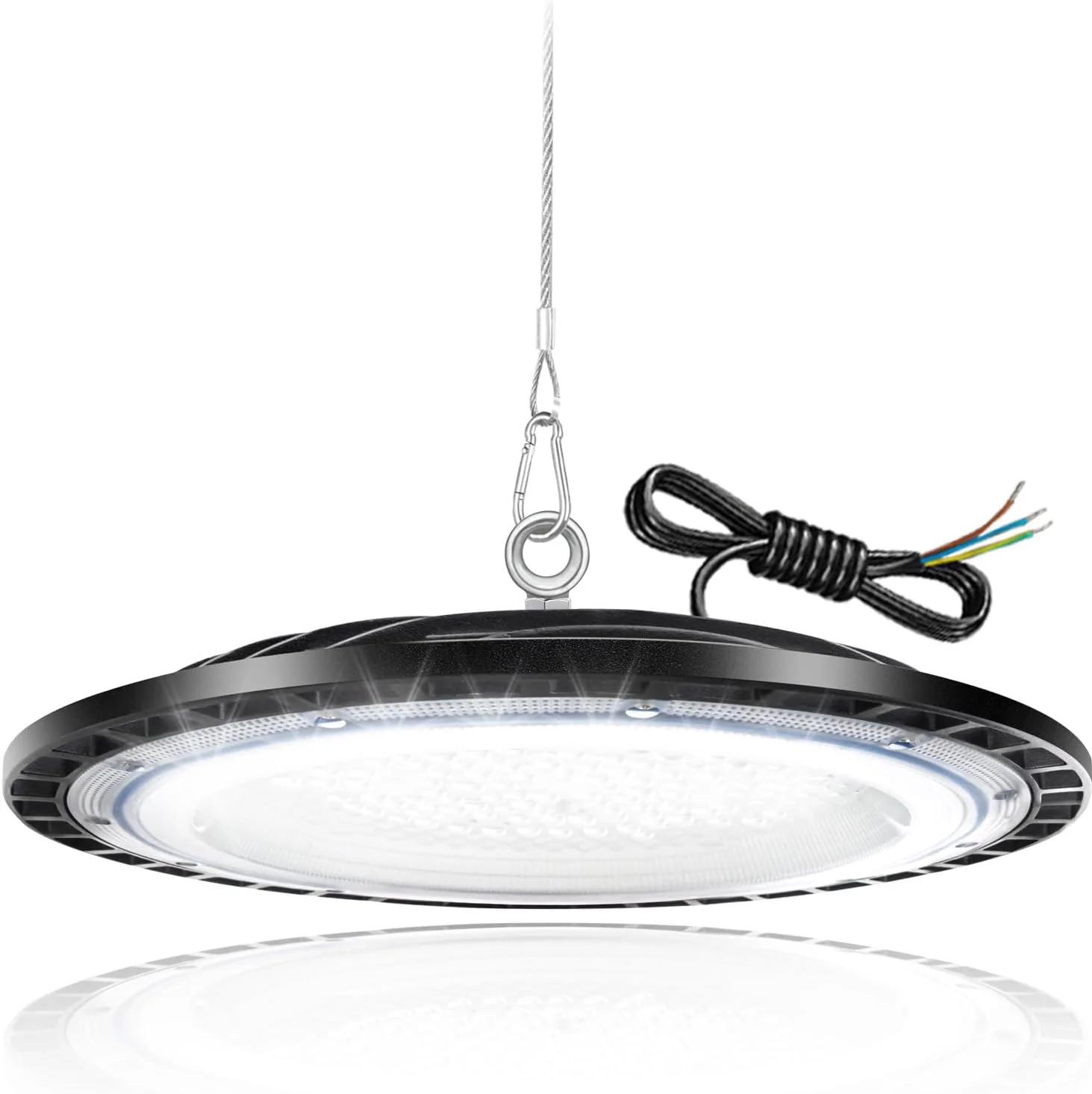 چراغ کارگاهی 150 وات TODEHI LED، نورپردازی سالن، چراغ صنعتی UFO، چراغ کارگاهی ضد آب IP66، نورافکن سالن، نور بالا LED 6500 K برای داخل و خارج از منزل، چراغ گاراژ، انبار، کارخانه