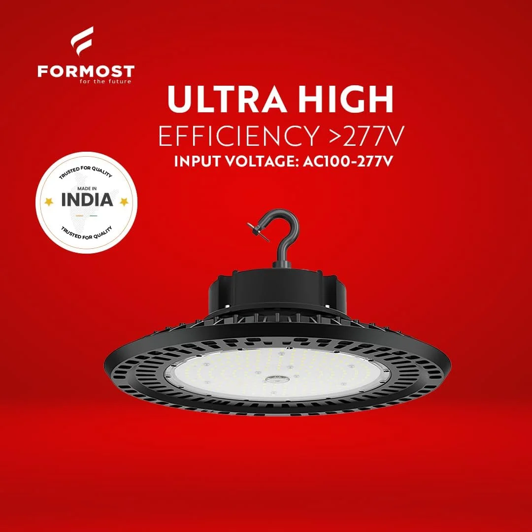 چراغ سقفی صنعتی UFO فورماست، 200 وات LED، 5 سال گارانتی، 25000 لومن، ضد آب IP65، نور تجاری صنعتی با راندمان بالا برای انبار/کارخانه/سالن ورزشی (بسته 4 عددی) چراغ سقفی صنعتی UFO فورماست، 200 وات LED، 5 سال گارانتی، 25000 لومن، ضد آب IP65، نور تجاری صنعتی با راندمان بالا برای انبار/کارخانه/سالن ورزشی (بسته 4 عددی)