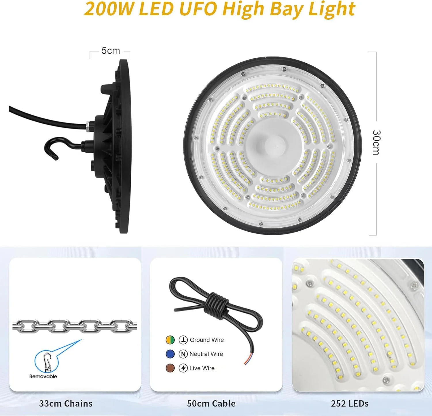 چراغ سوله ای LED مدل UFO فوسینگات 200 وات، 20000 لومن، چراغ صنعتی LED، نور سقفی LED ضد آب 6500K IP65، لوستر UFO داخلی، روشنایی کارگاه انبار لامپ برای استادیوم، گاراژ، کارخانه چراغ سوله ای LED مدل UFO فوسینگات 200 وات، 20000 لومن، چراغ صنعتی LED، نور سقفی LED ضد آب 6500K IP65، لوستر UFO داخلی، روشنایی کارگاه انبار لامپ برای استادیوم، گاراژ، کارخانه