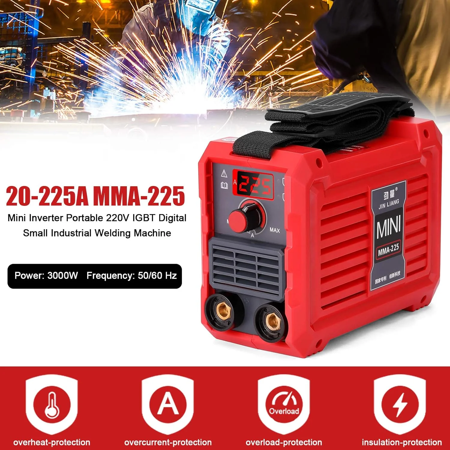 دستگاه جوش برقی Joleritc 20-225A MMA-225 اینورتر مینی خانگی قابل حمل 220 ولت IGBT دیجیتال کوچک صنعتی
