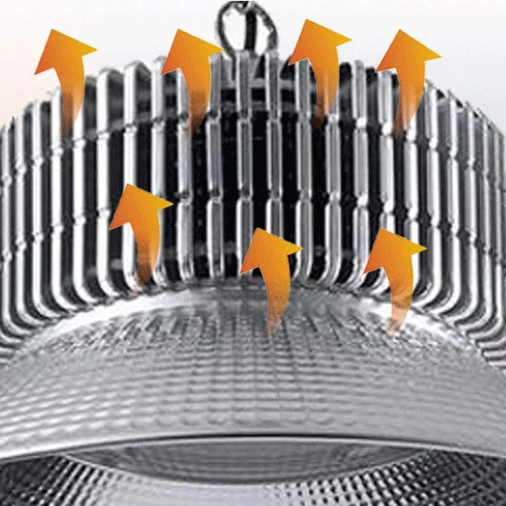 چراغ LED سقفی توکار نقره ای LED UFO، چراغ های سوله ای مرتفع دیمر پذیر فوق العاده باریک، چراغ گاراژ، پوشش زاویه پرتو لنز، لامپ صنعتی، چراغ روشنایی تجاری برای کارگاه، کارخانه، سالن، انبار، فروشگاه