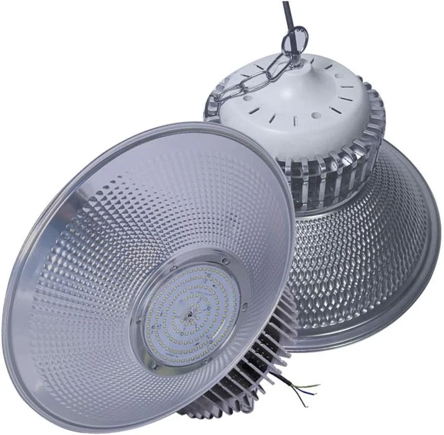 چراغ LED سقفی توکار نقره ای LED UFO، چراغ های سوله ای مرتفع دیمر پذیر فوق العاده باریک، چراغ گاراژ، پوشش زاویه پرتو لنز، لامپ صنعتی، چراغ روشنایی تجاری برای کارگاه، کارخانه، سالن، انبار، فروشگاه