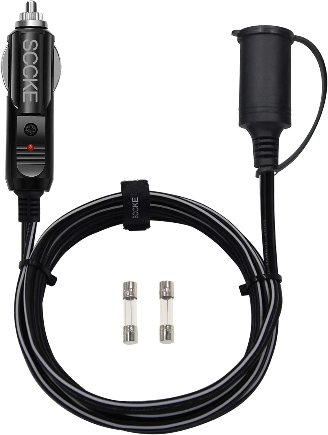 سیم رابط فندکی خودرو SCCKE با سیم مسی خالص درجه یک 14AWG، مناسب برای خودروهای 12 و 24 ولت، طول 1.8 متر، مناسب برای اینورتر خودرو، پمپ باد، لیوان برقی، یخچال خودرو و غیره
