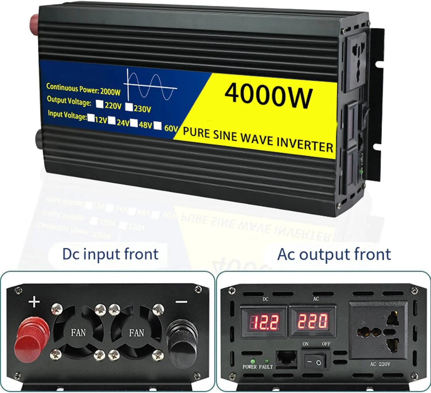 اینورتر موج سینوسی خالص OPSREY 12V 24V 48V 60V 220V 1000W 1600W 2000W 3000W 4000W اینورتر برق مبدل خودرو خانگی انرژی خورشیدی، 12V1000W اینورتر موج سینوسی خالص OPSREY 12V 24V 48V 60V 220V 1000W 1600W 2000W 3000W 4000W اینورتر برق مبدل خودرو خانگی انرژی خورشیدی، 12V1000W