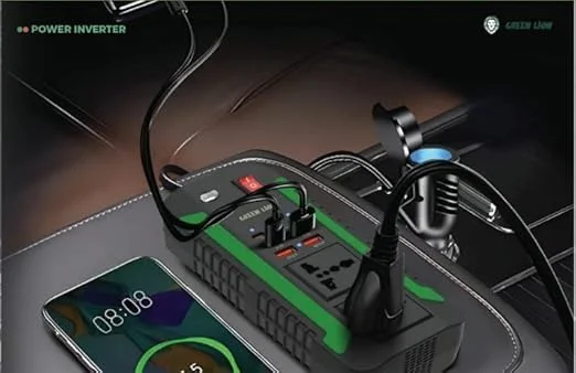 اینورتر برق 300 وات Green Lion Spark، دارای پورتهای Type-C و USB-A، 2 خروجی AC، محافظت در برابر نوسانات و محافظت در برابر ولتاژ بالا برای شارژ ایمن و مطمئن - مشکی اینورتر برق 300 وات Green Lion Spark، دارای پورتهای Type-C و USB-A، 2 خروجی AC، محافظت در برابر نوسانات و محافظت در برابر ولتاژ بالا برای شارژ ایمن و مطمئن - مشکی
