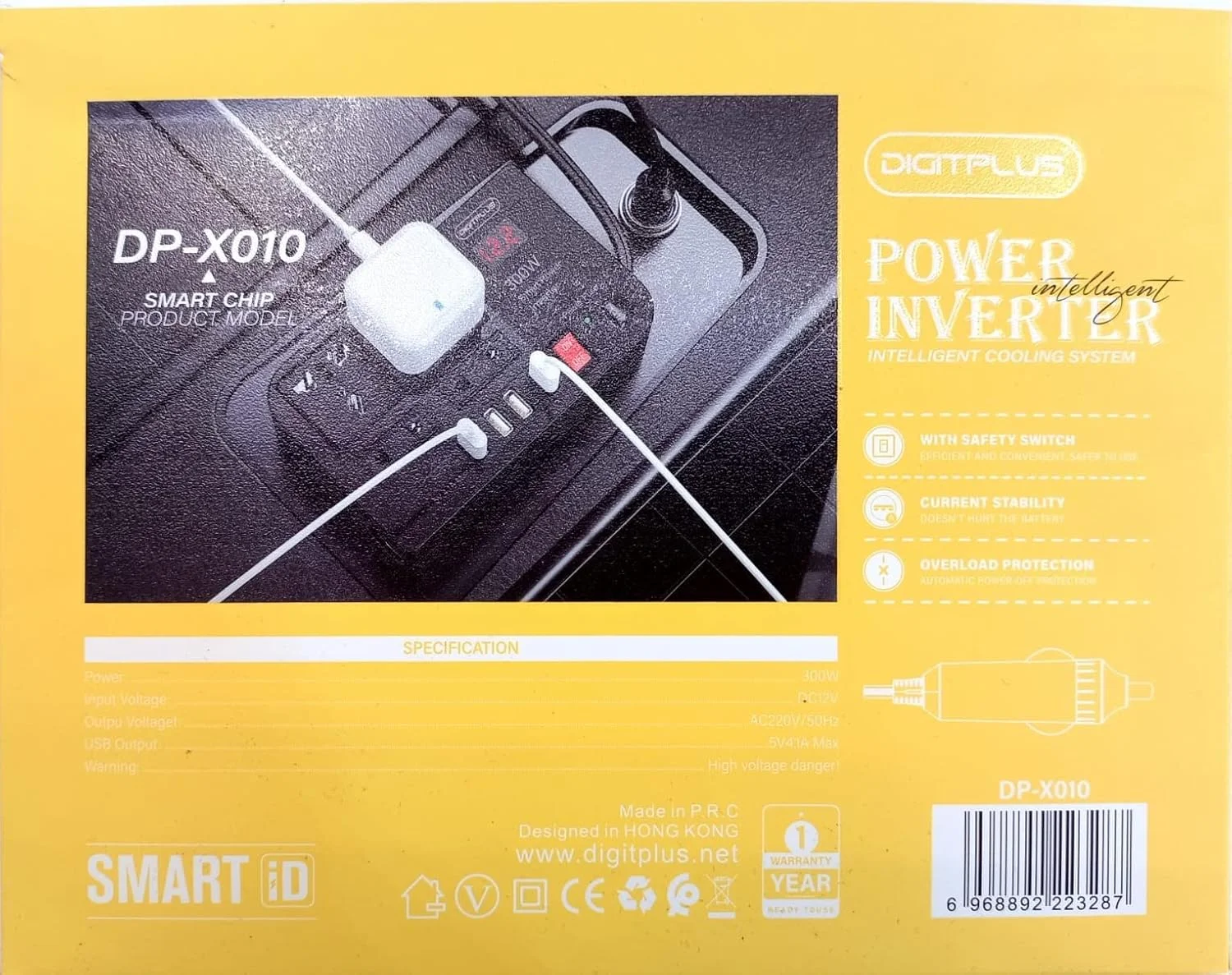 اینورتر برق 300 وات DIGITPLUS، مبدل DC 12V به AC 220V، دارای سوکت سه پورت و سوکت دو پورت اینورتر برق 300 وات DIGITPLUS، مبدل DC 12V به AC 220V، دارای سوکت سه پورت و سوکت دو پورت