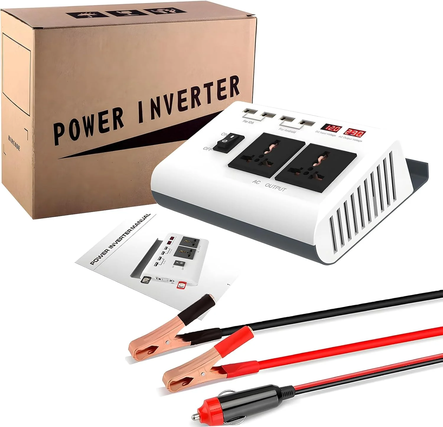 اینورتر برق 300 وات Labymos به مبدل شارژر خودرو AC 220V با 4 پورت USB و 8 محافظ ایمنی، مبدل های برق سینوسی بهبود یافته، مناسب برای تلفن های همراه، کامپیوتر و لپ تاپ