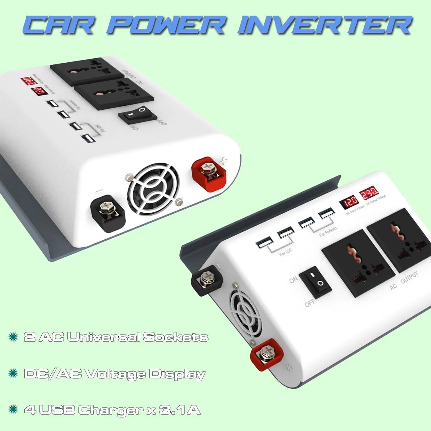 اینورتر برق 300 وات Labymos به مبدل شارژر خودرو AC 220V با 4 پورت USB و 8 محافظ ایمنی، مبدل های برق سینوسی بهبود یافته، مناسب برای تلفن های همراه، کامپیوتر و لپ تاپ