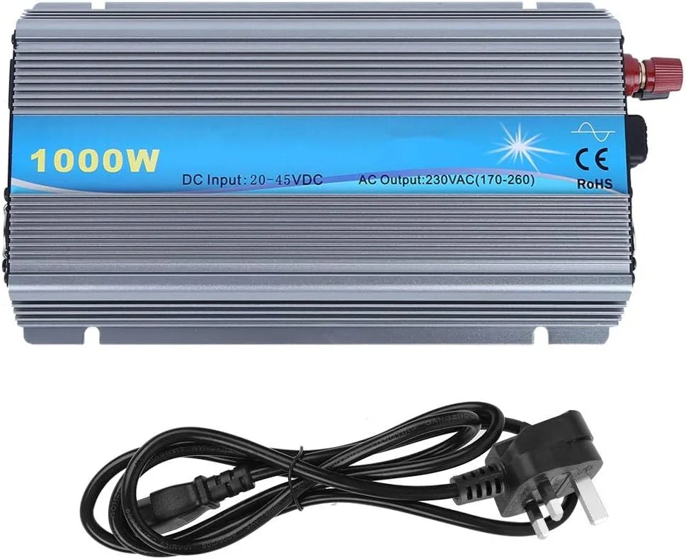 اینورتر سینوسی خالص، اینورتر برق متصل به شبکه خورشیدی میکرو سینوسی خالص PV 1000W ورودی 22-50V خروجی 230V مبدل اینورتر برق (UK)