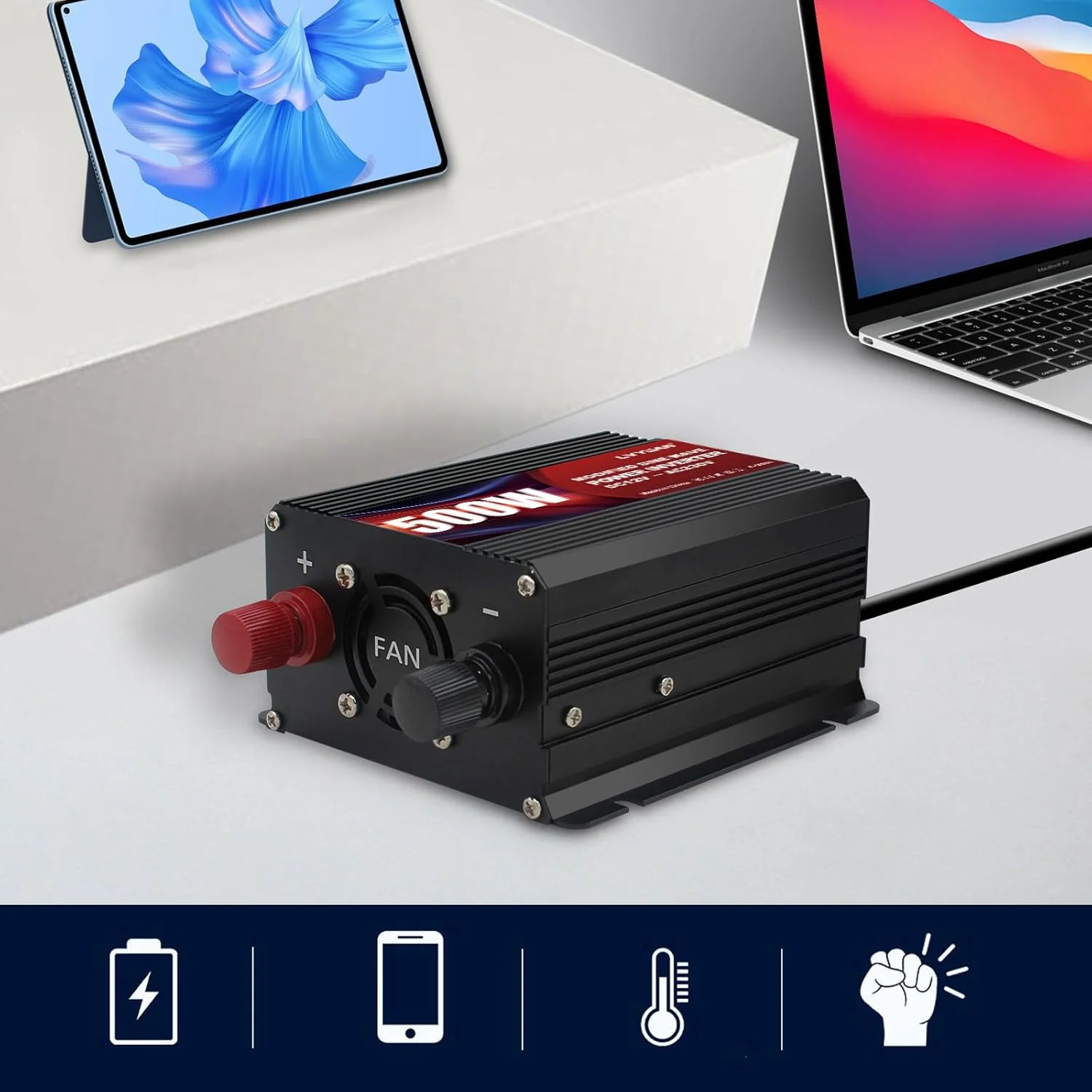 اینورتر برق 500 وات LVYUAN مبدل DC 12V به 230V 240V AC شارژر فندکی خودرو با دو پورت USB و پریزهای UK اینورتر برق 500 وات LVYUAN مبدل DC 12V به 230V 240V AC شارژر فندکی خودرو با دو پورت USB و پریزهای UK