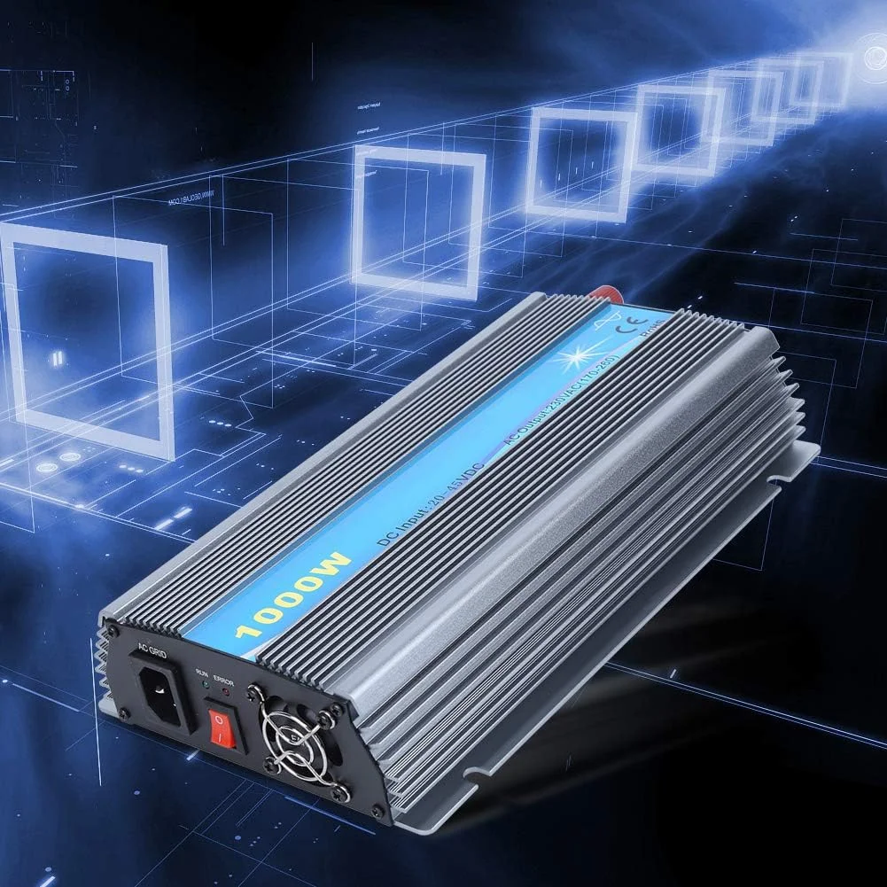 اینورتر سینوسی خالص، اینورتر برق متصل به شبکه خورشیدی میکرو سینوسی خالص PV 1000W ورودی 22-50V خروجی 230V مبدل اینورتر برق (UK)