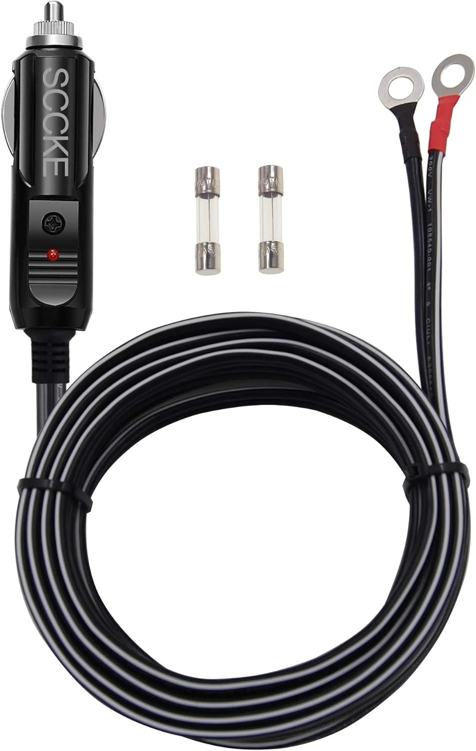 آداپتور فندکی نر سنگین SCCKE با سیم 14AWG به طول 4.5 متر / 14.8 فوت 20 آمپر برای اینورتر خودرو، پمپ باد، لیوان برقی و DIY