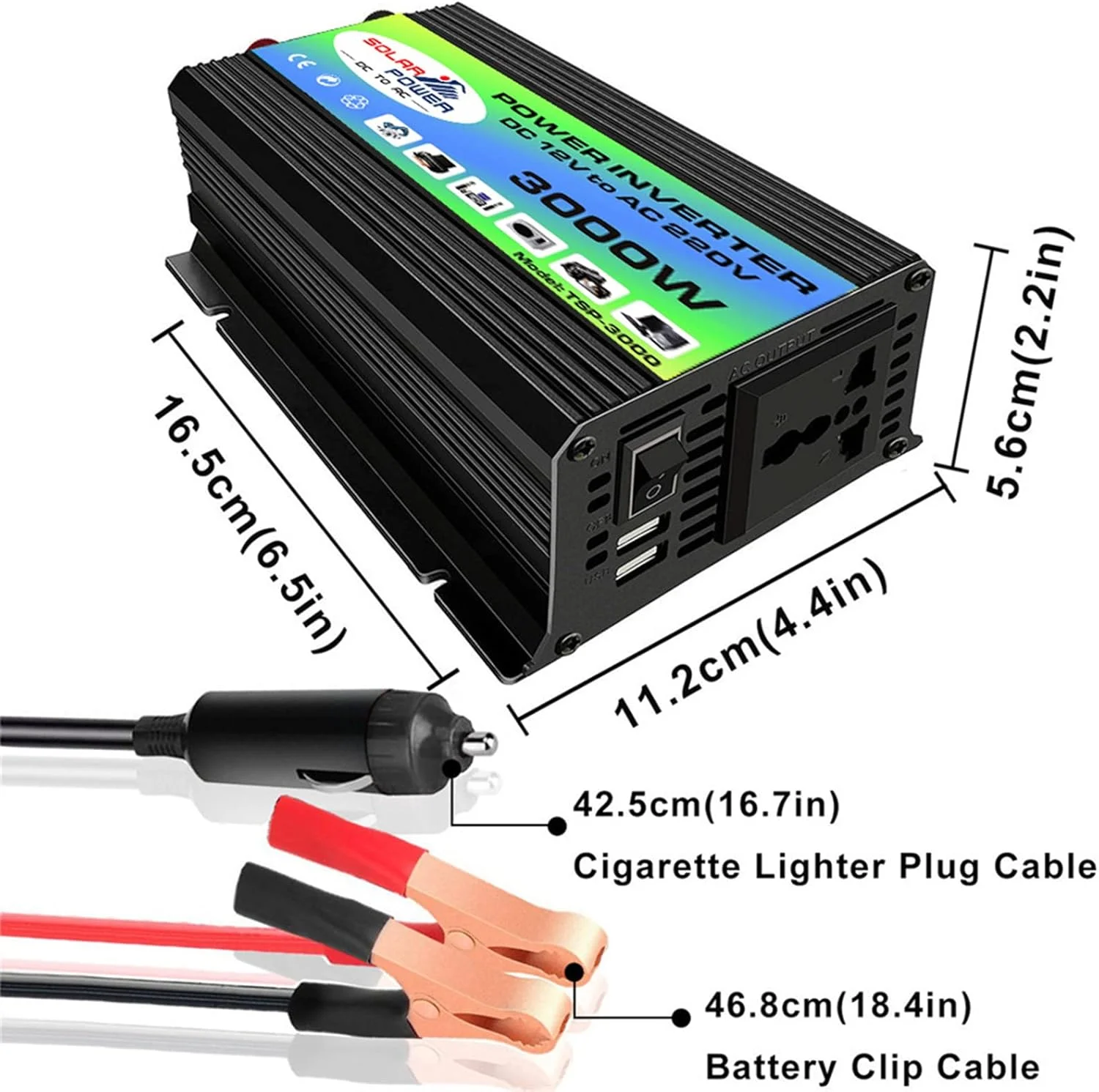 اینورتر برق 300 وات سوزلا، مبدل DC 12V به AC 110V 220V، شارژر فندکی خودرو با دو پورت USB 4.2 آمپر و پریزهای AC، آداپتور خودرو، مشکی اینورتر برق 300 وات سوزلا، مبدل DC 12V به AC 110V 220V، شارژر فندکی خودرو با دو پورت USB 4.2 آمپر و پریزهای AC، آداپتور خودرو، مشکی