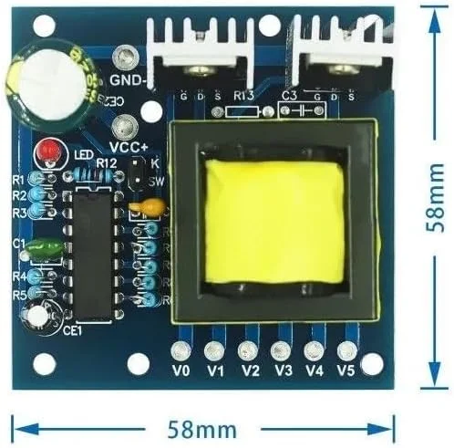اینورتر برق DC 12V به AC 110-220V 20kHz، 150 وات، موج مربعی