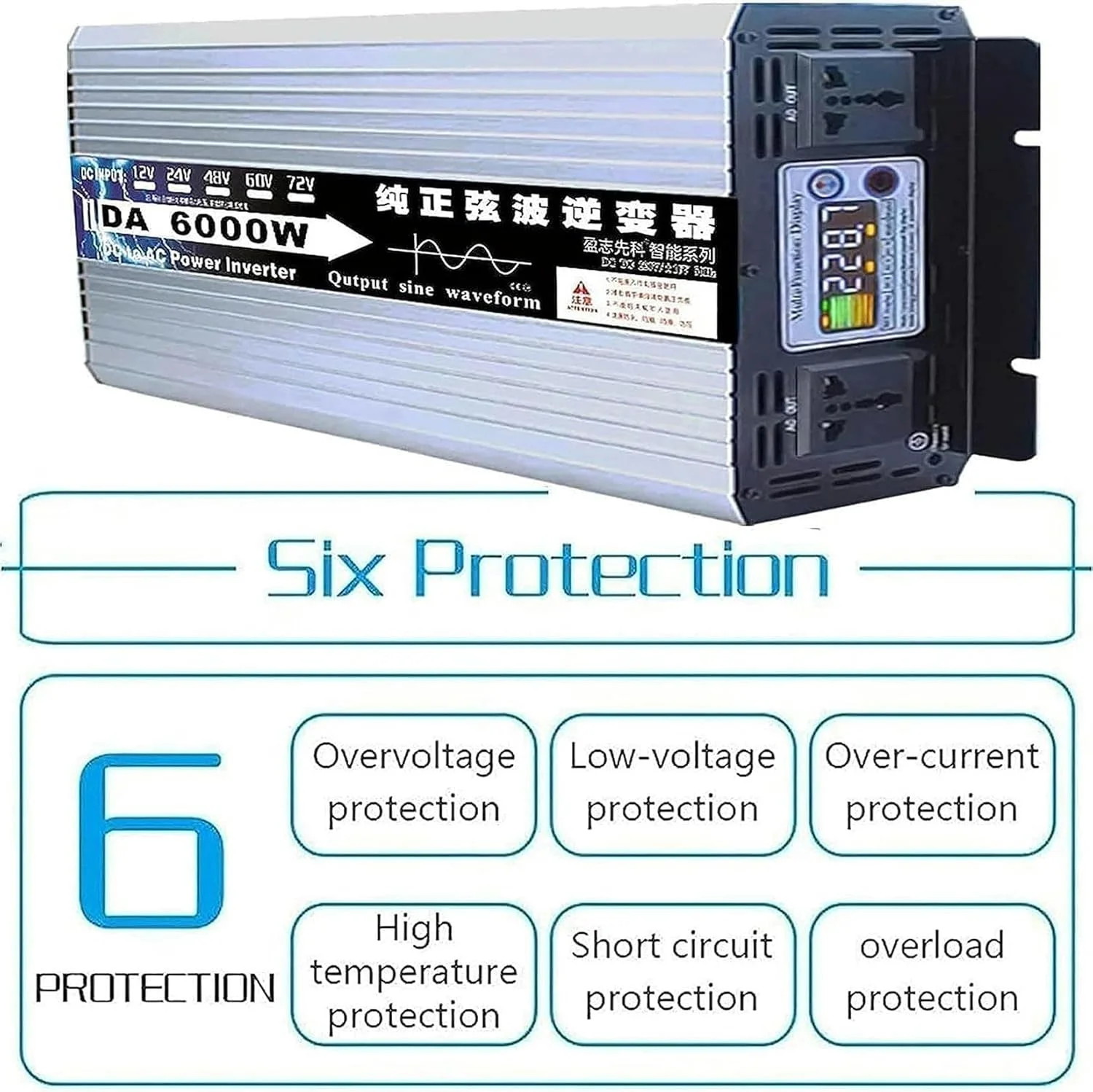 اینورتر موج سینوسی خالص XENITE 6000W/8000W، اینورتر برق، DC 12V/24V/48V/60V به AC 110V/220V اینورتر خودرو، با صفحه نمایش LCD و پریزهای AC برای خانه، RV، کمپینگ مسافرتی، 220V-12V8000W اینورتر موج سینوسی خالص XENITE 6000W/8000W، اینورتر برق، DC 12V/24V/48V/60V به AC 110V/220V اینورتر خودرو، با صفحه نمایش LCD و پریزهای AC برای خانه، RV، کمپینگ مسافرتی، 220V-12V8000W