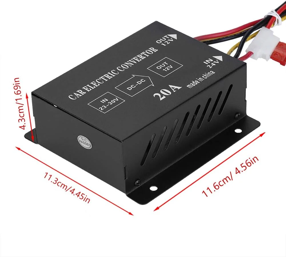 مبدل برق DC 24 ولت به 12 ولت برای خودرو و کامیون، اینورتر کاهنده ولتاژ (20 آمپر / 240 وات) مبدل برق DC 24 ولت به 12 ولت برای خودرو و کامیون، اینورتر کاهنده ولتاژ (20 آمپر / 240 وات)