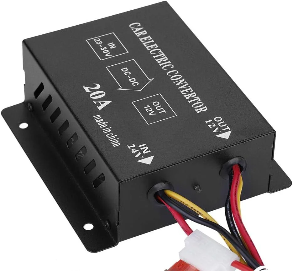 مبدل برق DC 24 ولت به 12 ولت برای خودرو و کامیون، اینورتر کاهنده ولتاژ (20 آمپر / 240 وات) مبدل برق DC 24 ولت به 12 ولت برای خودرو و کامیون، اینورتر کاهنده ولتاژ (20 آمپر / 240 وات)