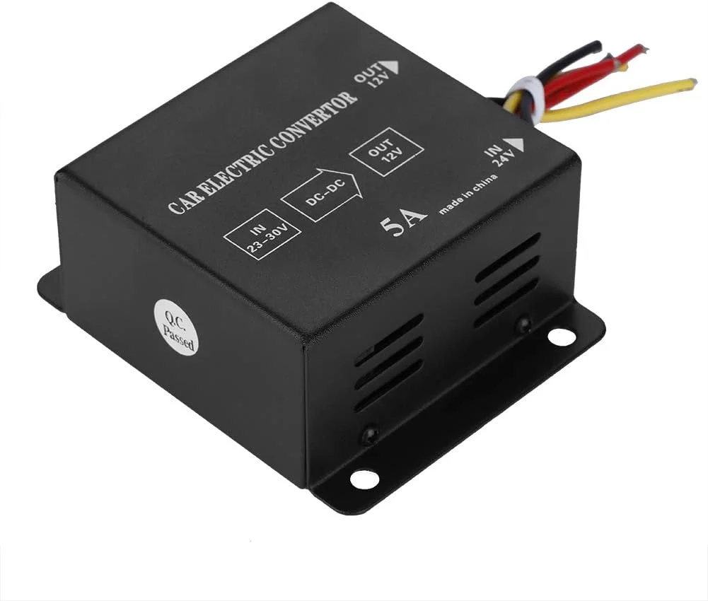 مبدل برق DC 24 ولت به 12 ولت برای خودرو و کامیون، اینورتر کاهنده ولتاژ کاهنده (5 آمپر / 60 وات) مبدل برق DC 24 ولت به 12 ولت برای خودرو و کامیون، اینورتر کاهنده ولتاژ کاهنده (5 آمپر / 60 وات)